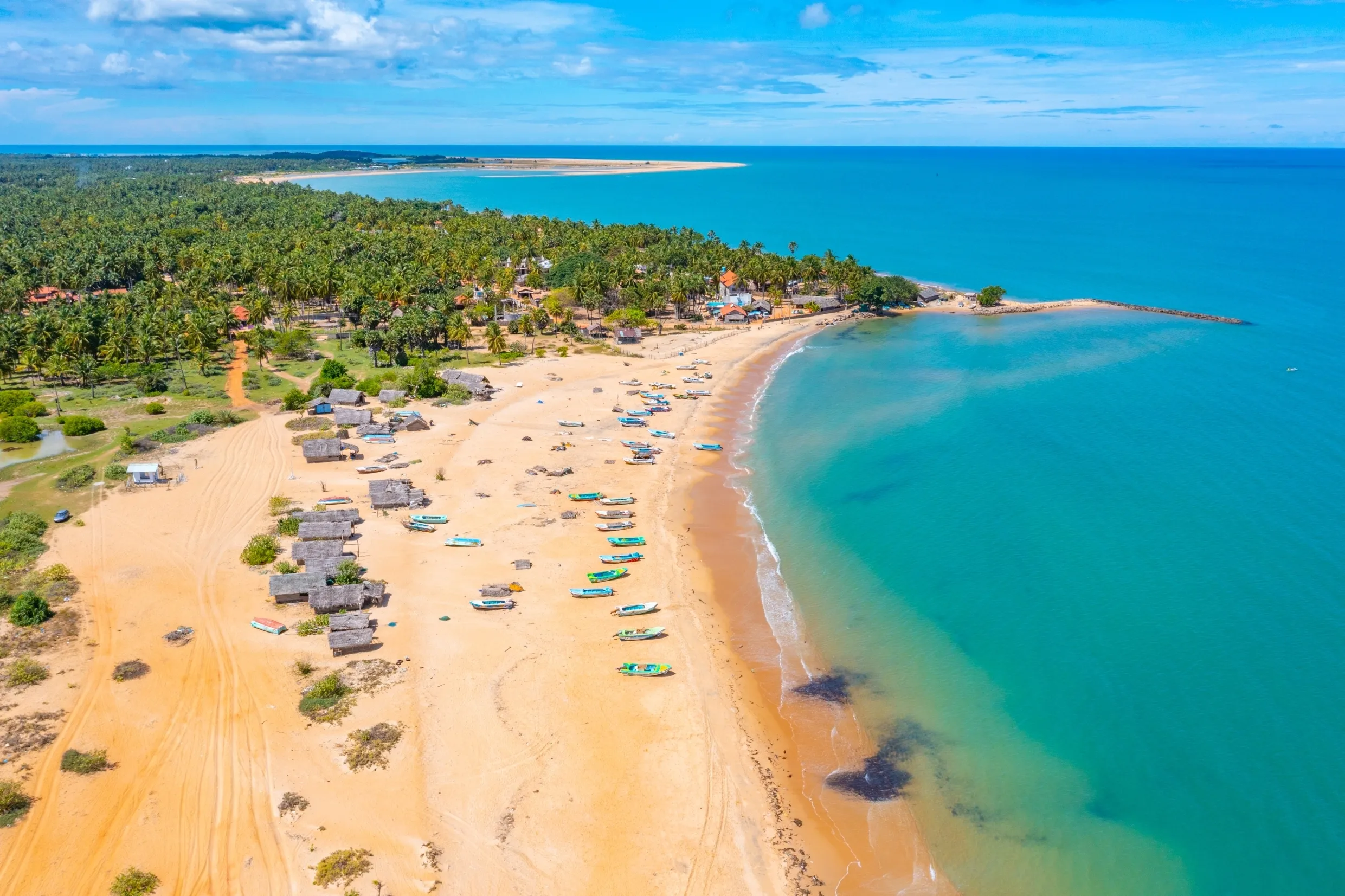 Aerial view of Kalpitiya beach in Sri Lanka.