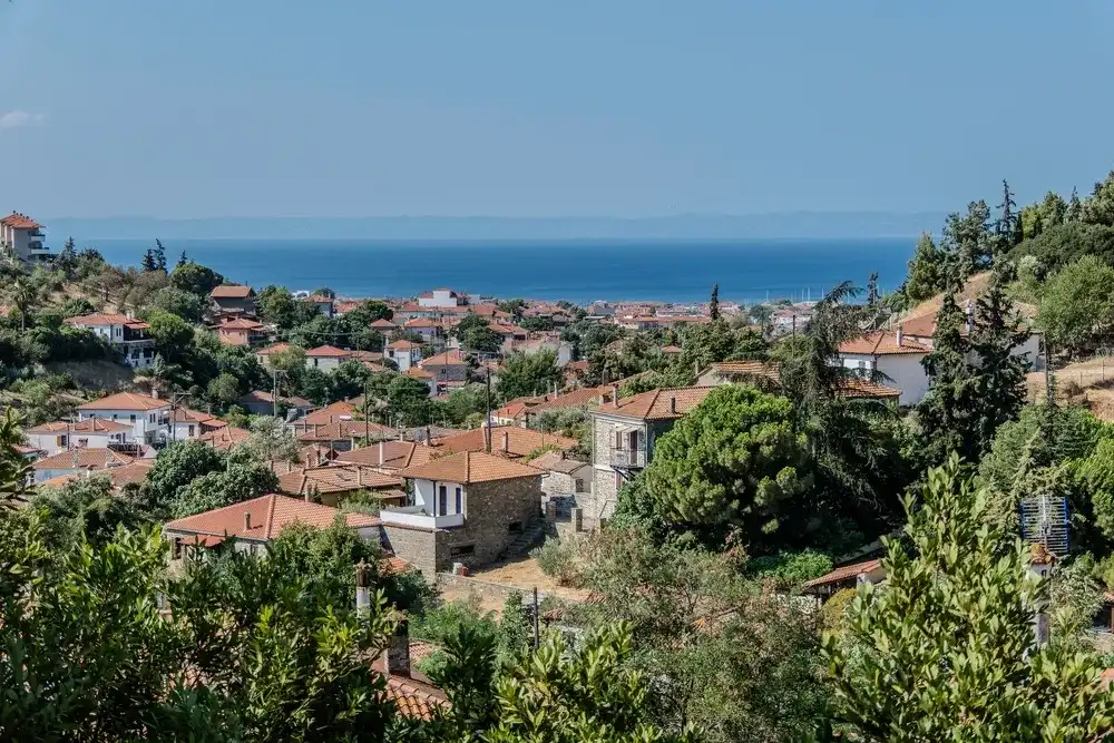 Nikiti, Greece, July 20, 2024. View from Nikiti village to the sea Nikiti, Greece, July 20, 2024. View from Nikiti village to the sea