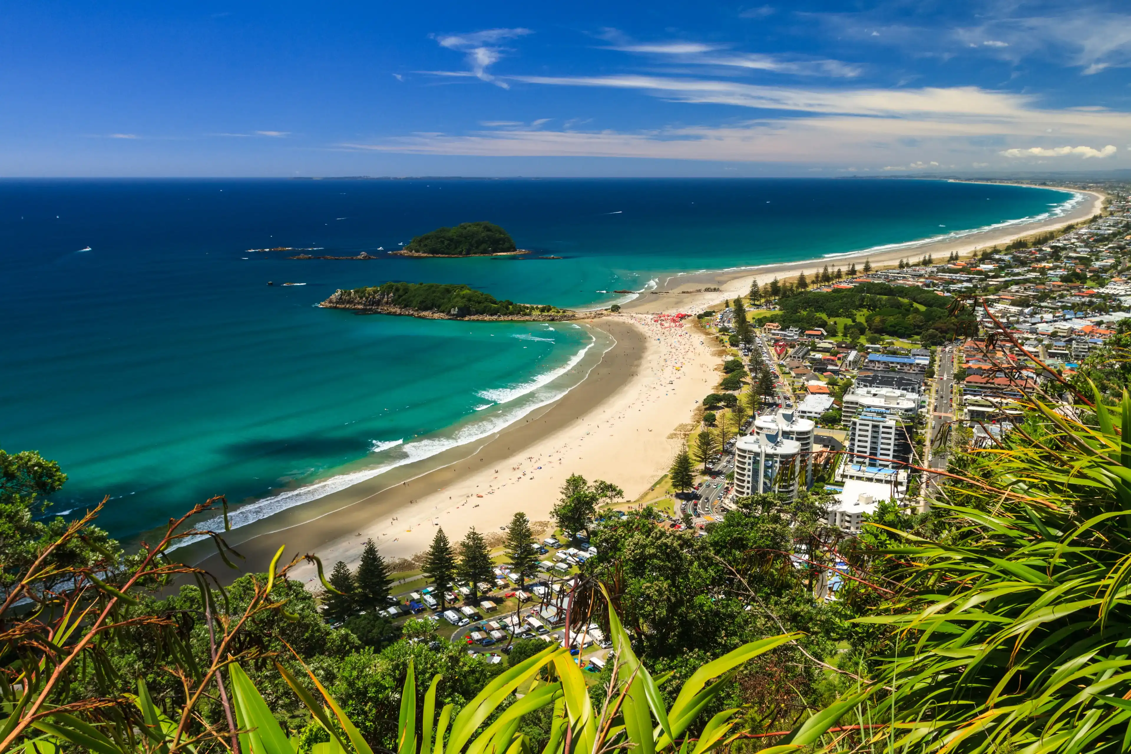 Beach with Blue Sky Landscape, Tauranga City, North Island, New Zealand Beach with Blue Sky Landscape, Tauranga City, North Island, New Zealand