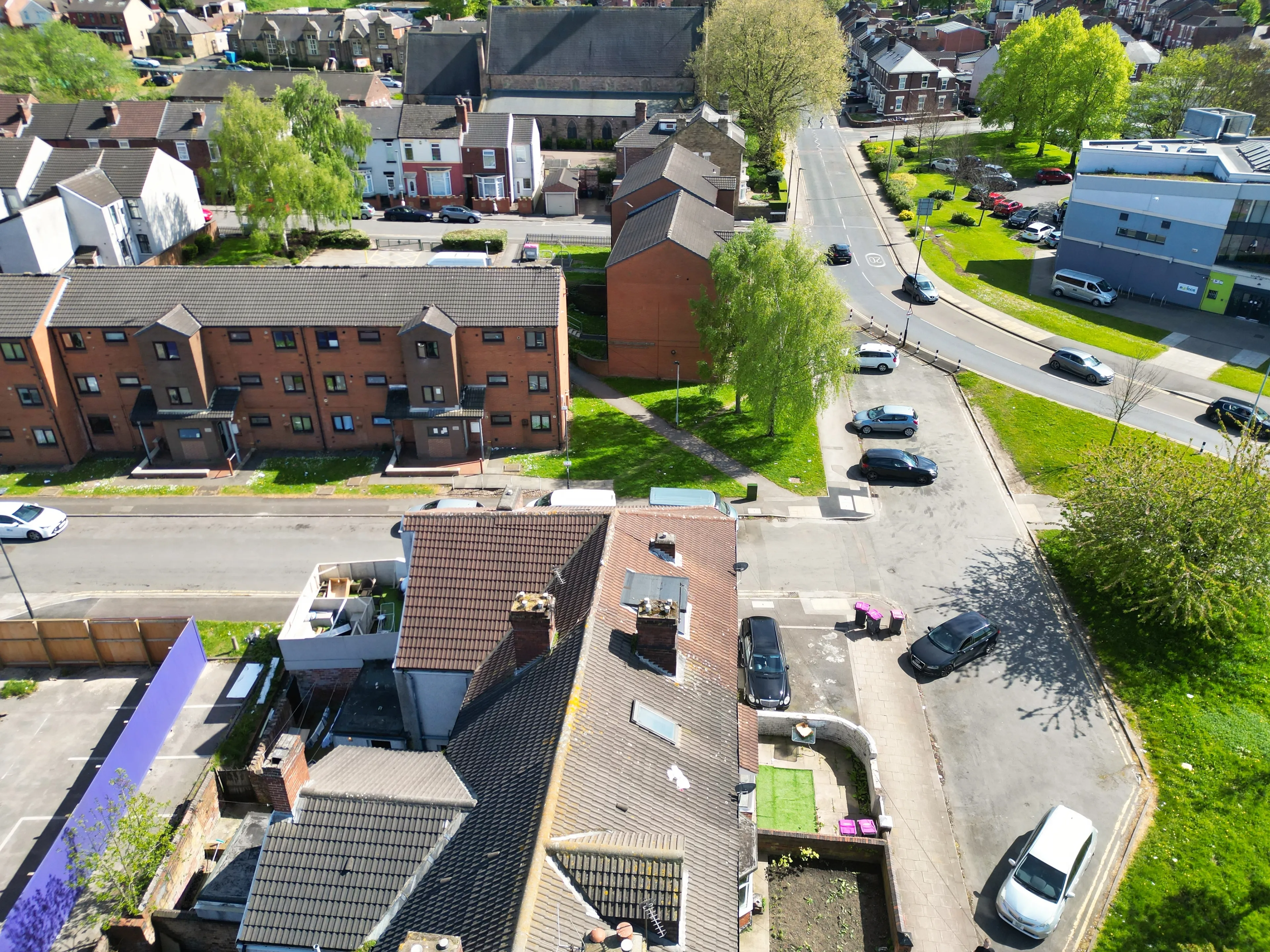 High Angle View of Central Rotherham City of England United Kingdom, April 30th, 2024