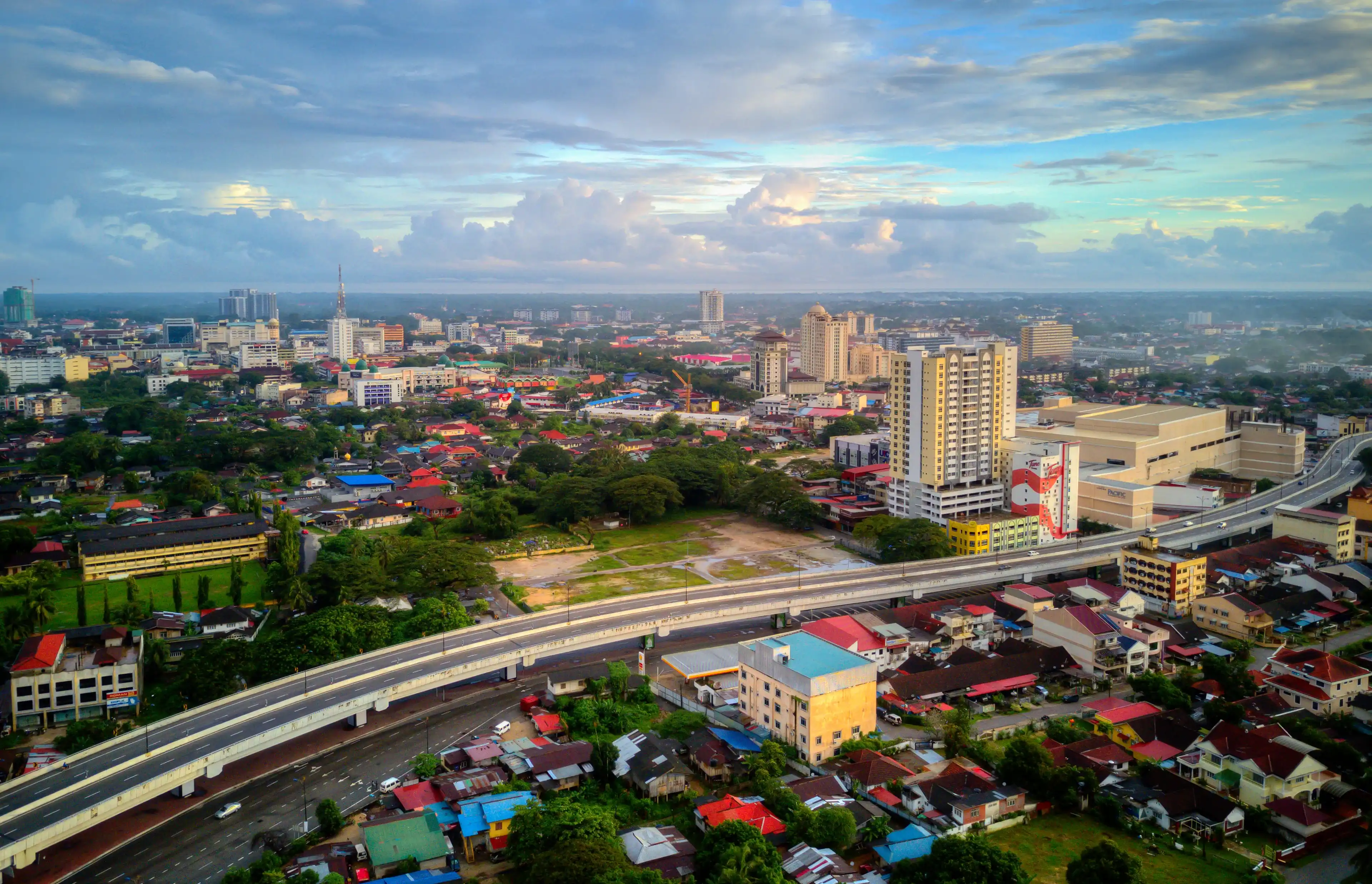 Kota Bharu , Kelantan , Malaysia 4th December 2017 - Aerial view of Kota Bharu city in the morning Kota Bharu , Kelantan , Malaysia 4th December 2017 - Aerial view of Kota Bharu city in the morning