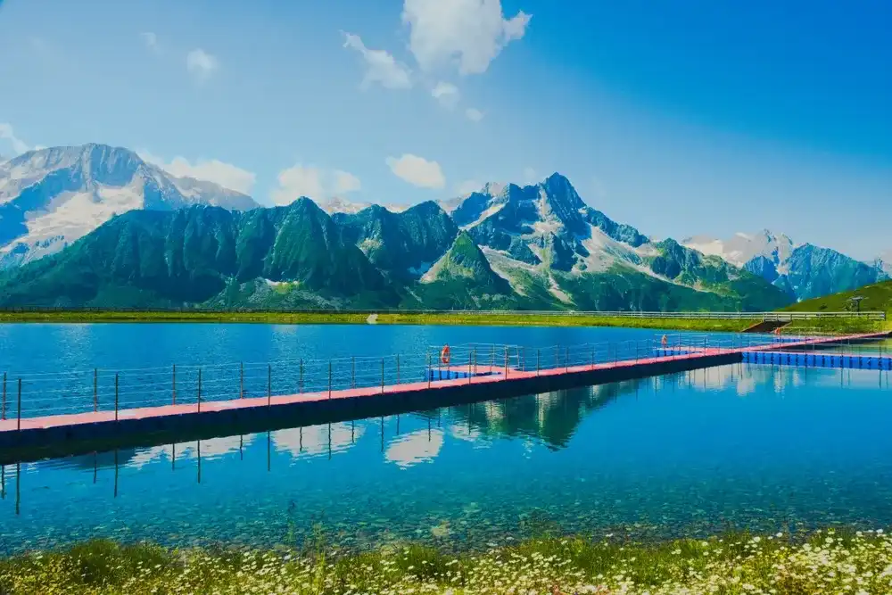 Beautiful Alpine lake and view, lovely surroundings around the lake. Lago Valbiolo, near Tonale Pass, Vermiglio, Italy Beautiful Alpine lake and view, lovely surroundings around the lake. Lago Valbiolo, near Tonale Pass, Vermiglio, Italy