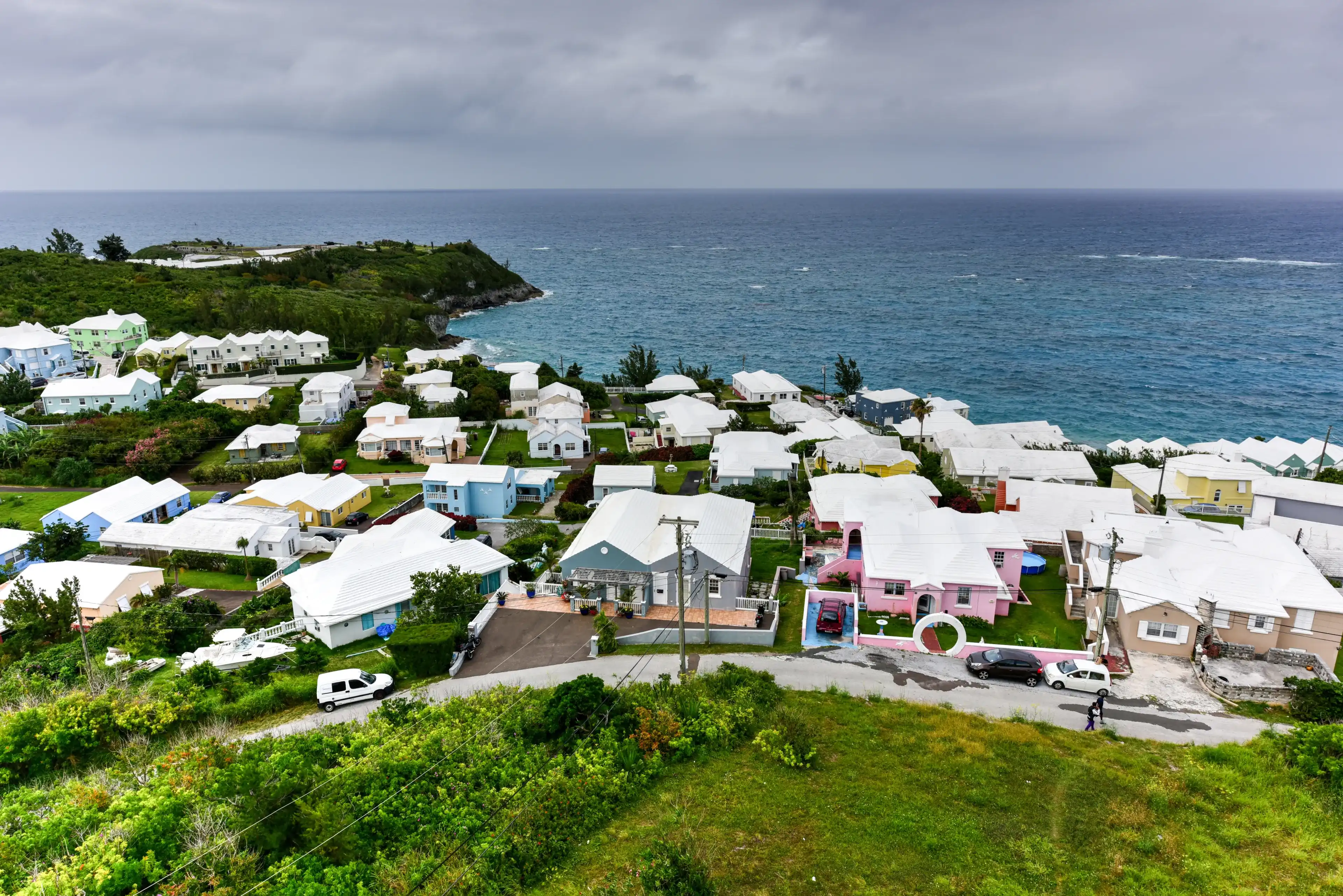 Aerial view of Saint George's Bermuda during the day. Aerial view of Saint George's Bermuda during the day.