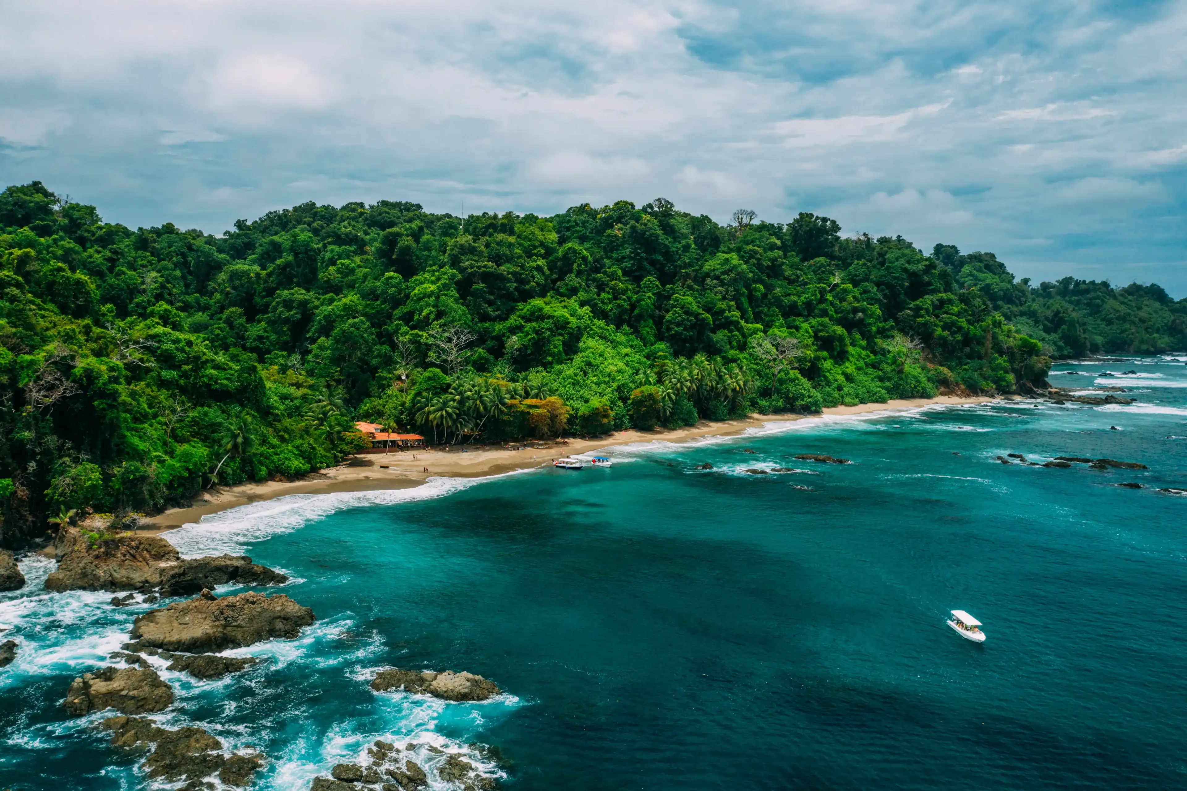 Aerial Drone View of a tropical island with lush jungle in Costa Rica, Isla del Caño Aerial Drone View of a tropical island with lush jungle in Costa Rica, Isla del Caño