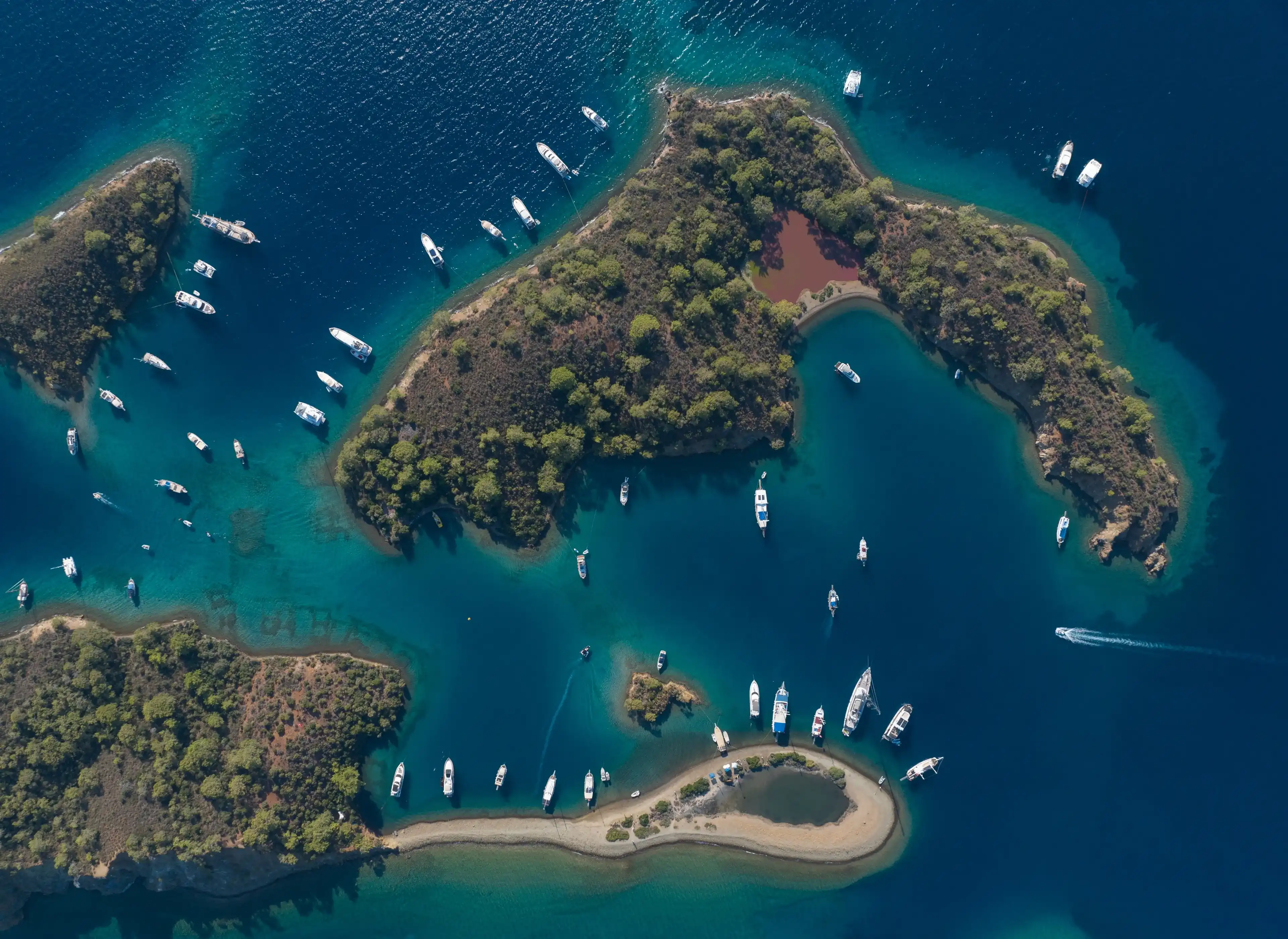 Turkish Maldives Yassica Islands Drone Photo, Gocek Fethiye, Mugla Turkiye (Turkey) Turkish Maldives Yassica Islands Drone Photo, Gocek Fethiye, Mugla Turkiye (Turkey)