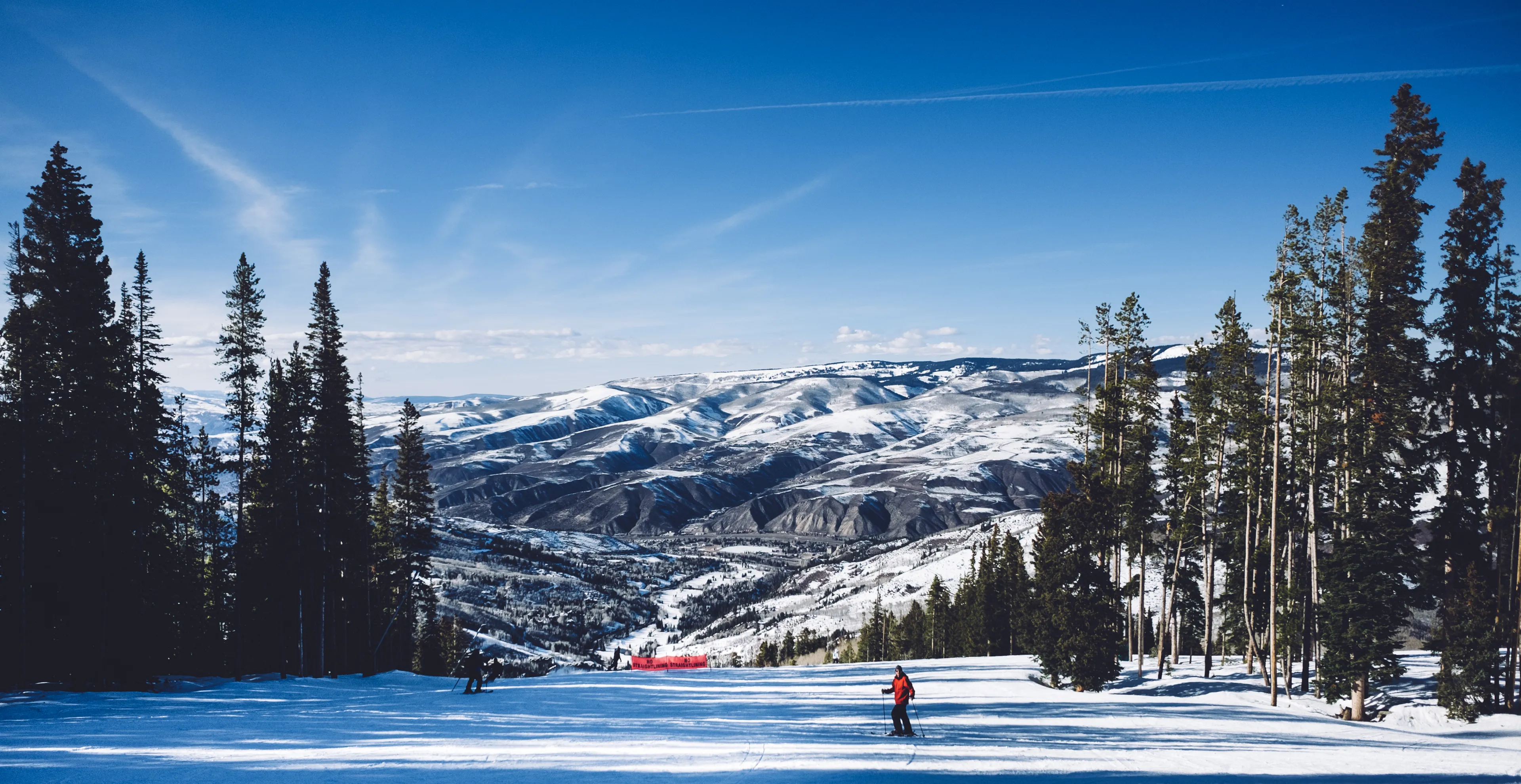 AVON, COLORADO - MARCH 22, 2017: A skier on the slopes at Beaver Creek ski resort.