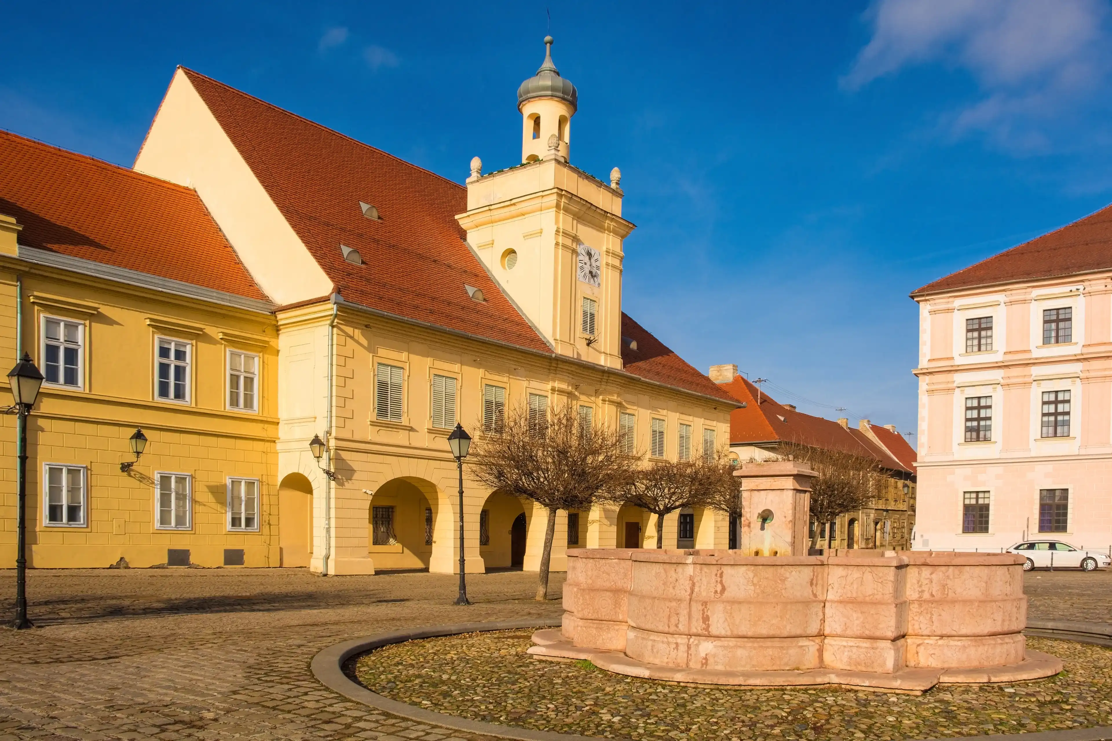 Trg Sv Trojstva square in Tvrda, the old town of Osijek, Osijek-Baranja County, Slavonia, east Croatia Trg Sv Trojstva square in Tvrda, the old town of Osijek, Osijek-Baranja County, Slavonia, east Croatia