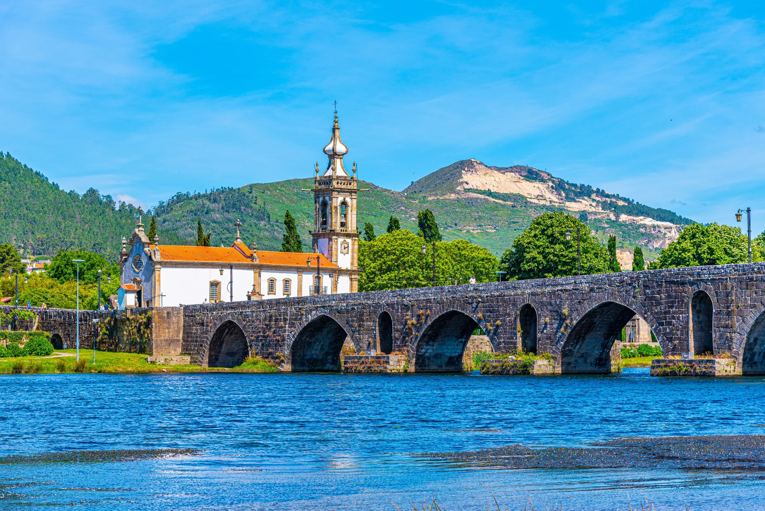 Roman bridge at Ponte de Lima in Portugal