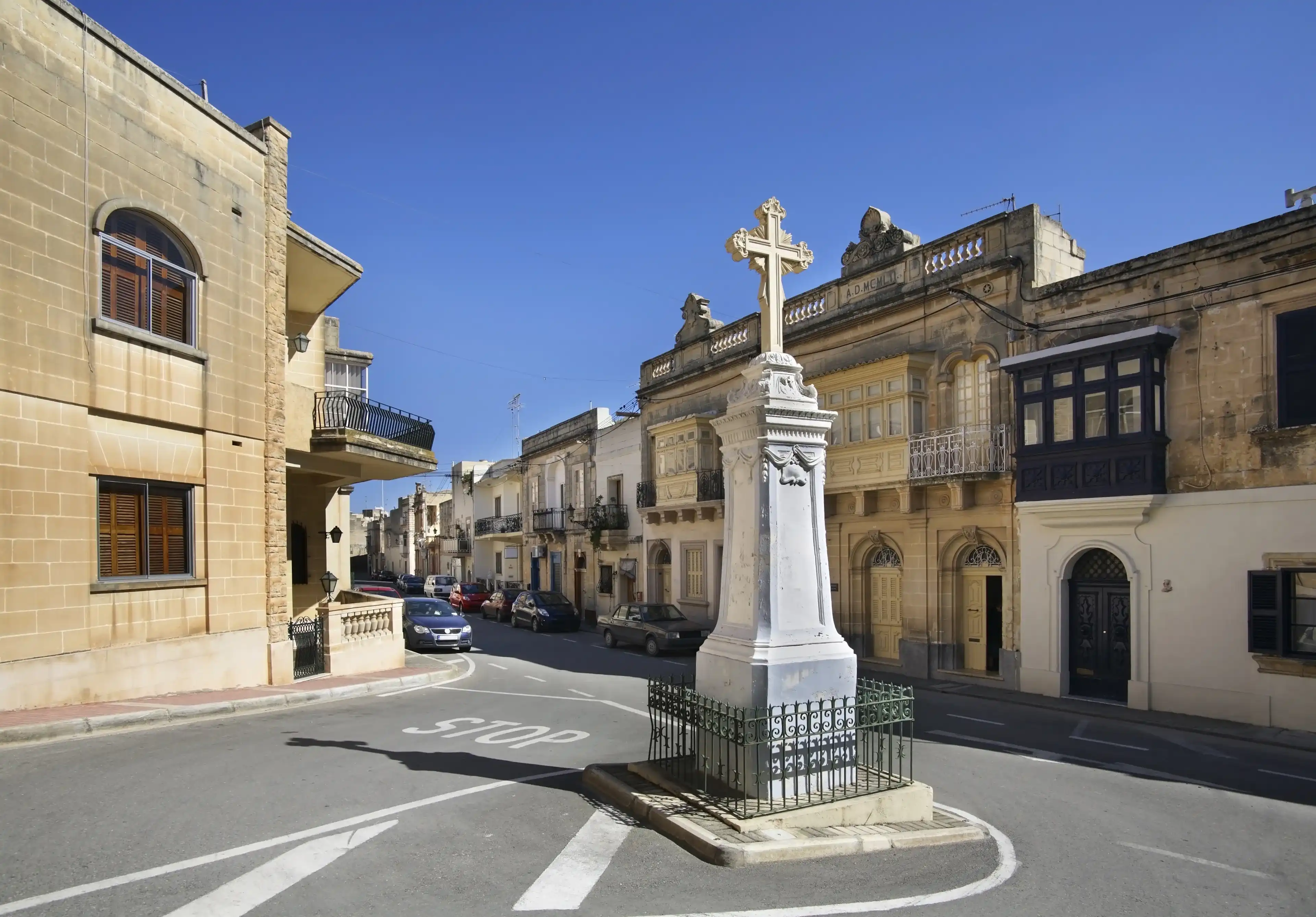 Cross on square in Gudja. Malta Cross on square in Gudja. Malta