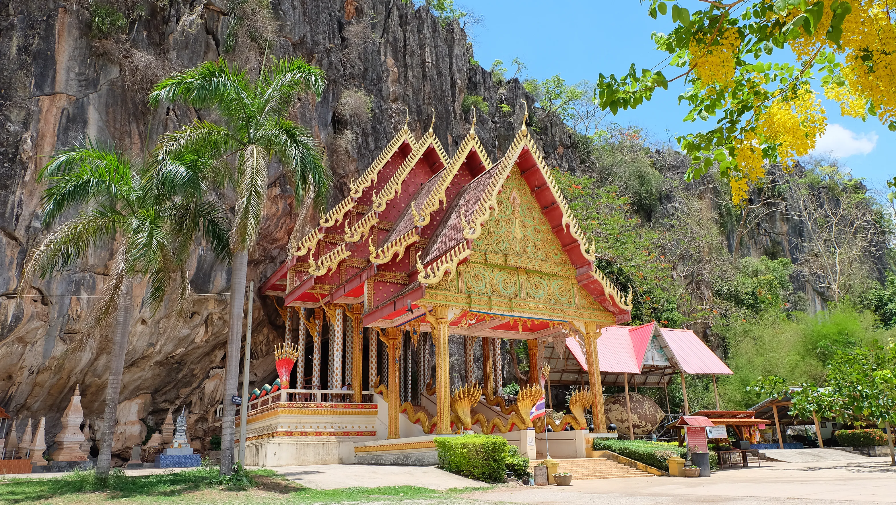 Nong Bua Lam Phu province, Thailand - Circa April, 2017: View of wat tham suwannakhuha temple.the famous old temple.Located in Suwannakhuha, NongBua LamPhu province,Thailand.