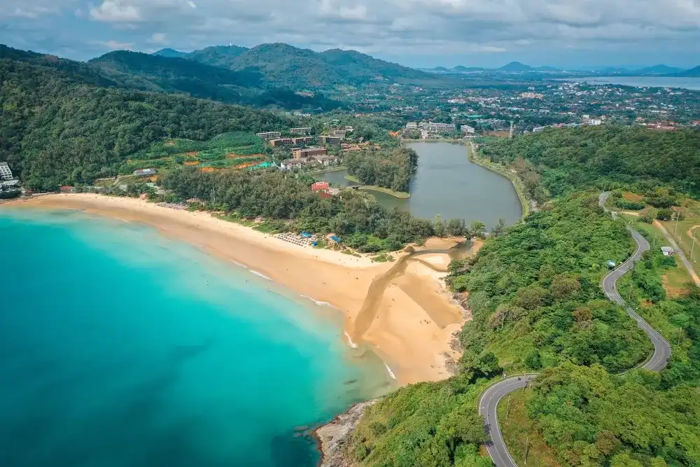 Aerial view of Nai Harn beach in Phuket, Thailand Aerial view of Nai Harn beach in Phuket, Thailand
