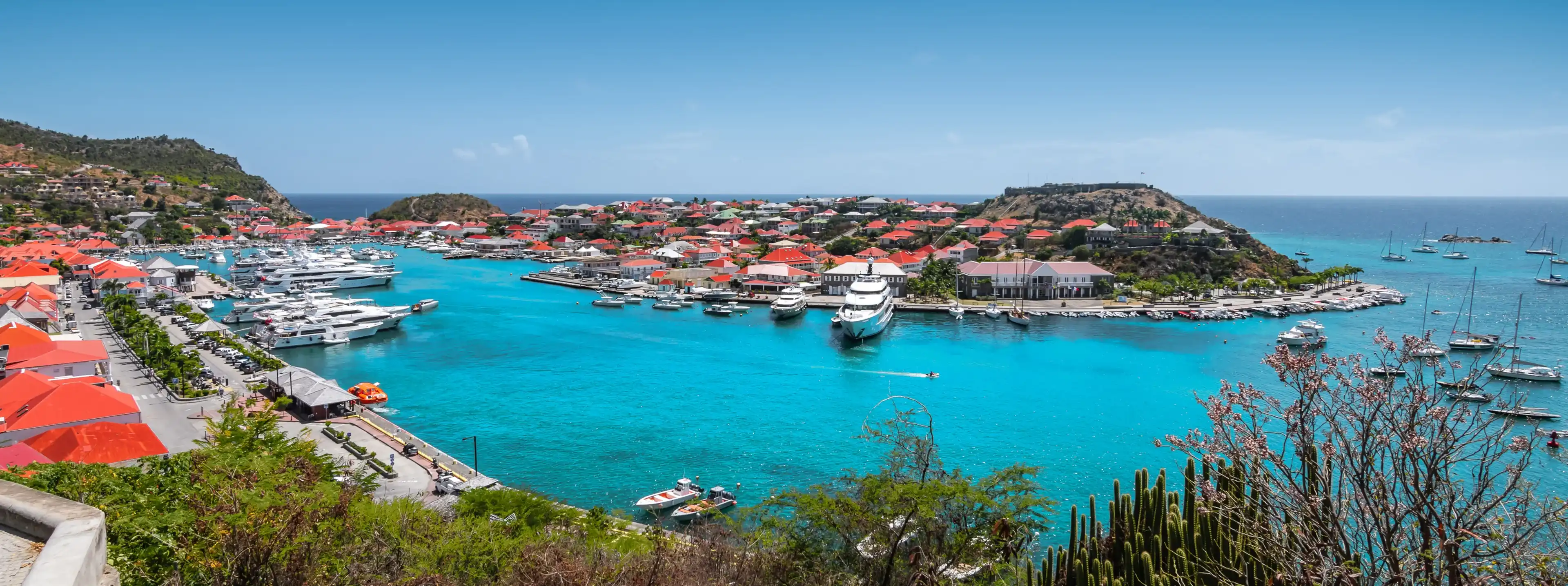 Panoramic harbor view of Gustavia, Saint Barthelemy. Panoramic harbor view of Gustavia, Saint Barthelemy.