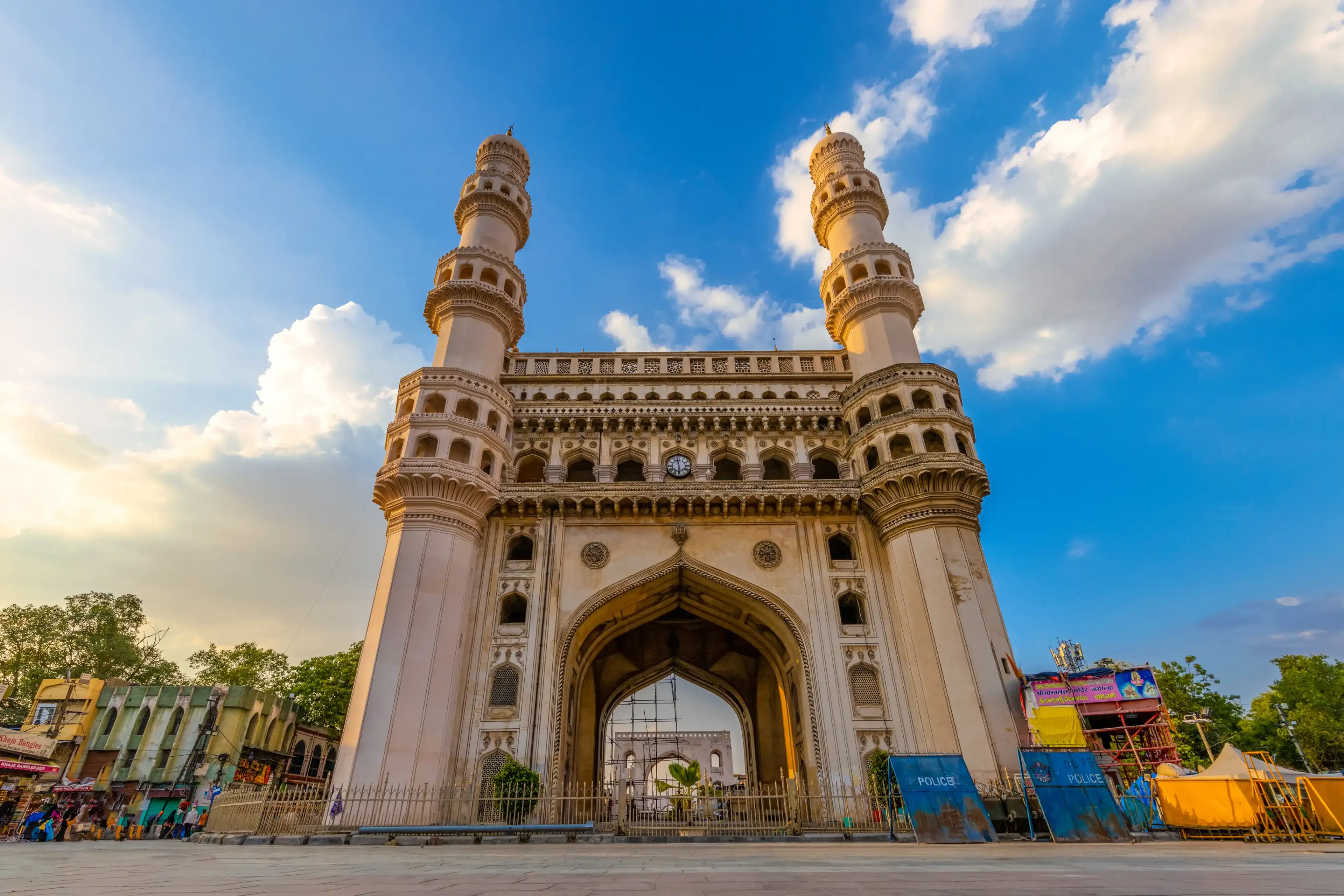 Hyderabad, India - November 9th, 2020- Charminar in Hyderabad on a bright sunny day Hyderabad, India - November 9th, 2020- Charminar in Hyderabad on a bright sunny day
