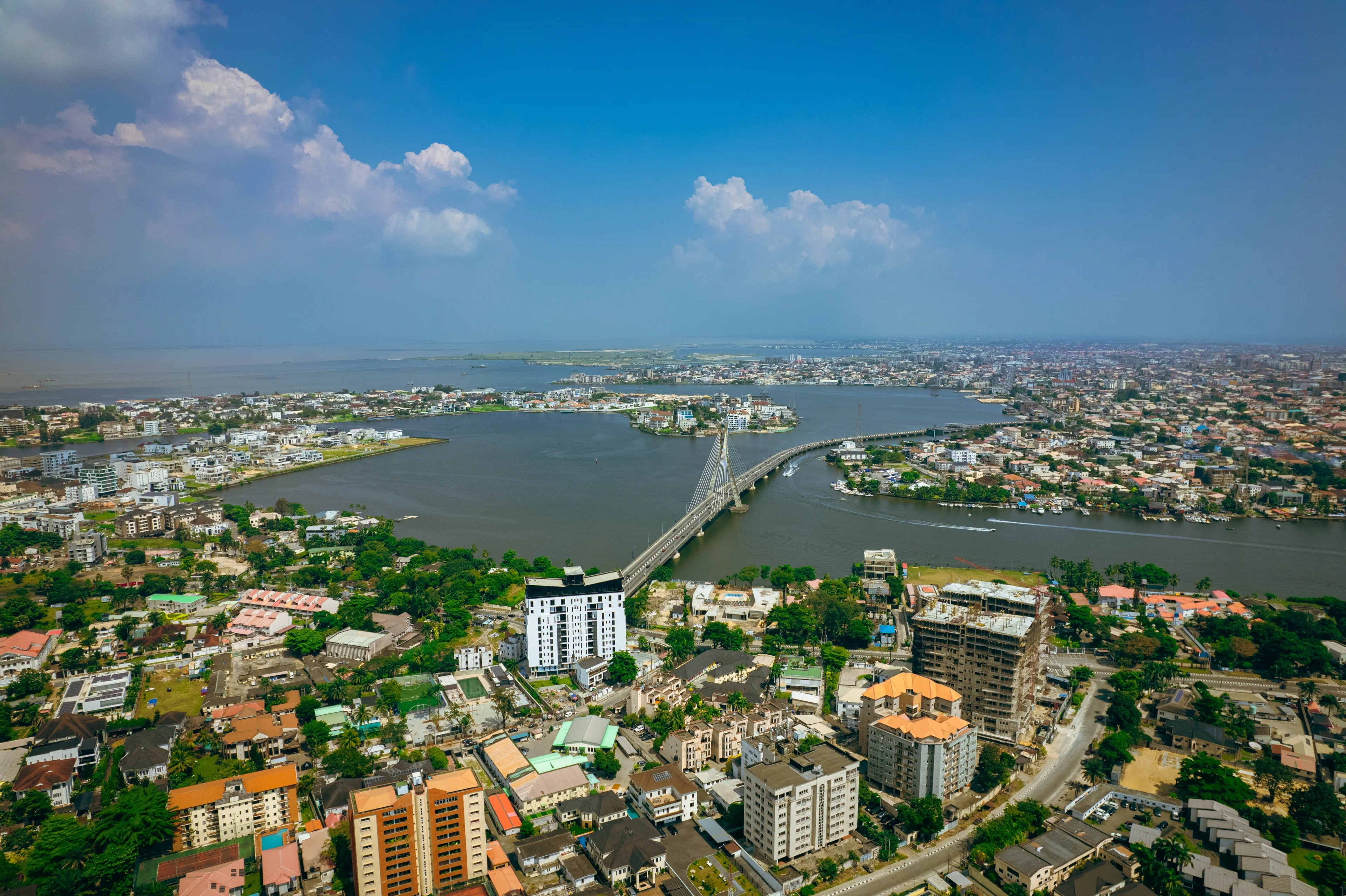 Landscape of Ikoyi neighbourhood in Lagos showing Lekki-Ikoyi Link bridge.