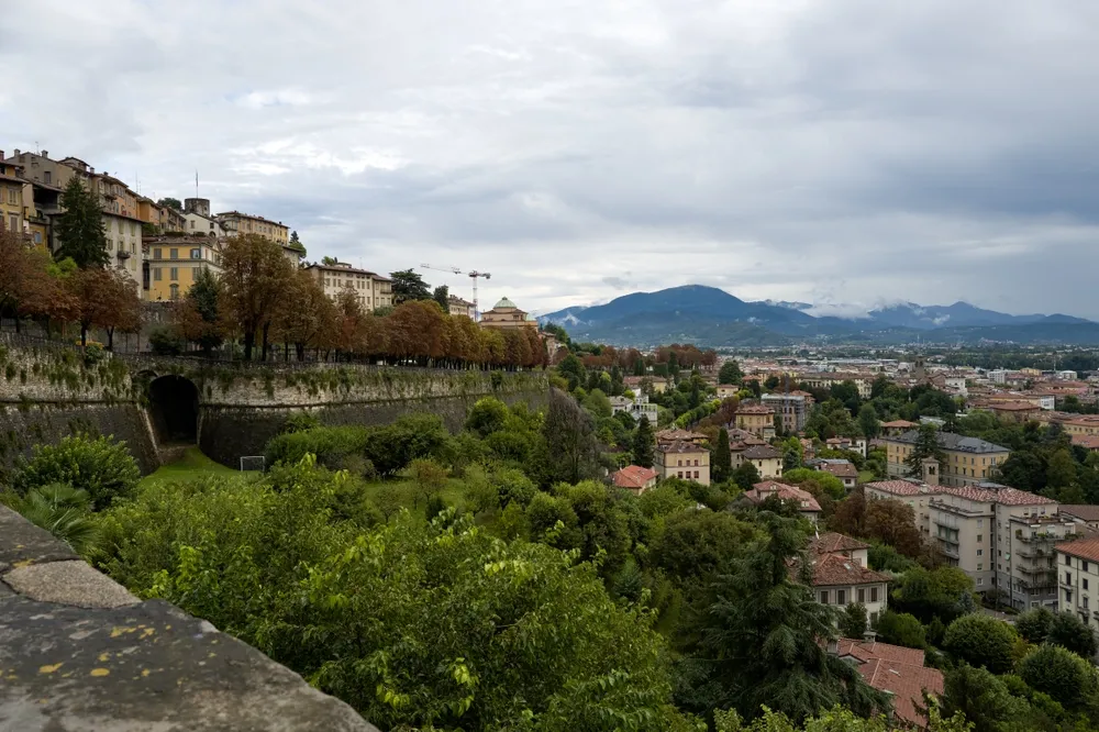 Bergamo, Lombardy, Italy - September 12, 2024 - Tourists visit the historic center of the upper city