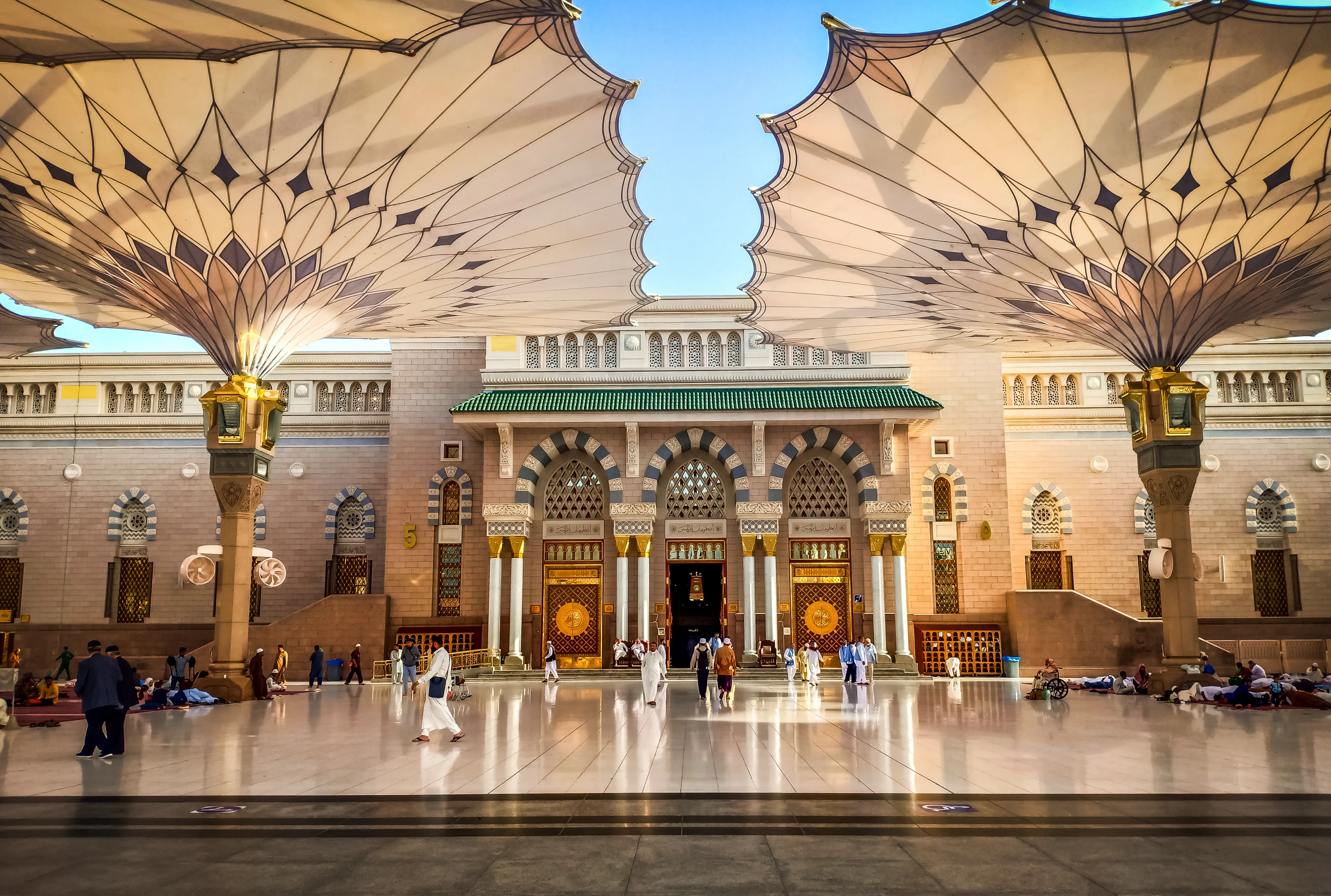 Al-Masjid an-Nabawī is a mosque established and originally built by the Islamic prophet Muhammad, situated in the city of Medina in the Hejaz region this picture taken was 12 march 2019 Saudi Arabia.
