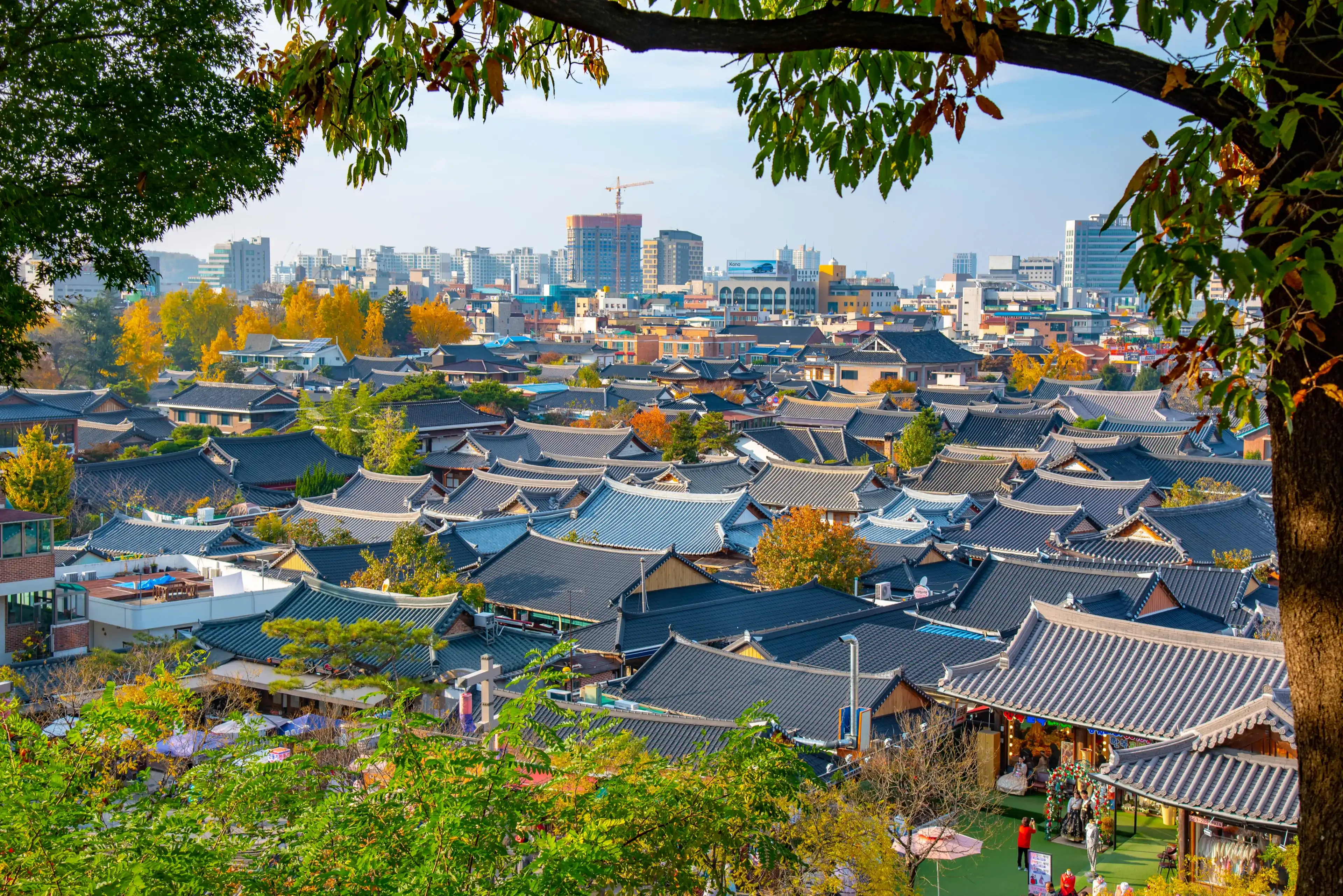 Aerial view.Scenery of Jeonju Hanok Village in South Korea. Aerial view.Scenery of Jeonju Hanok Village in South Korea.