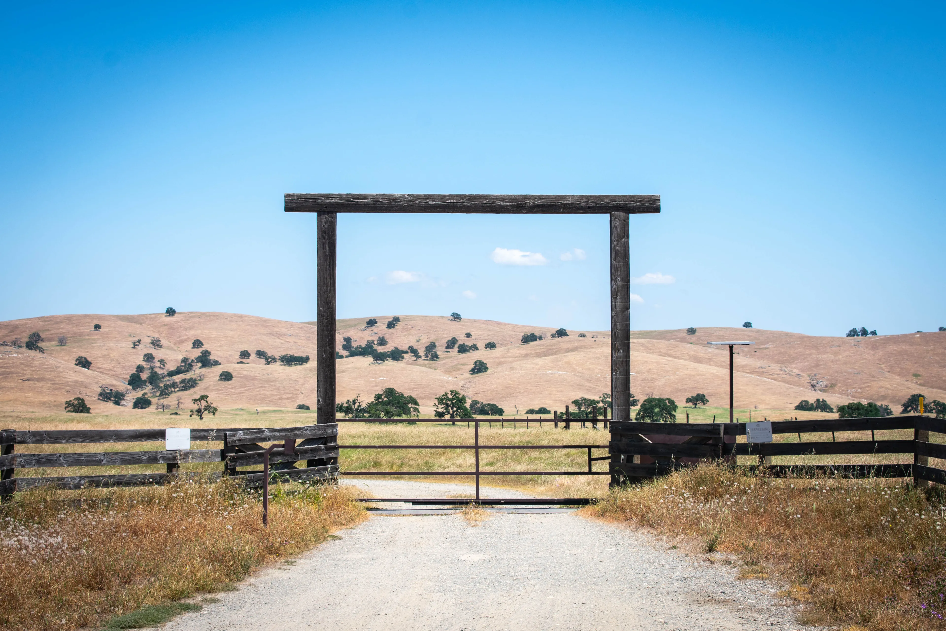 rustic american ranch gateway, California