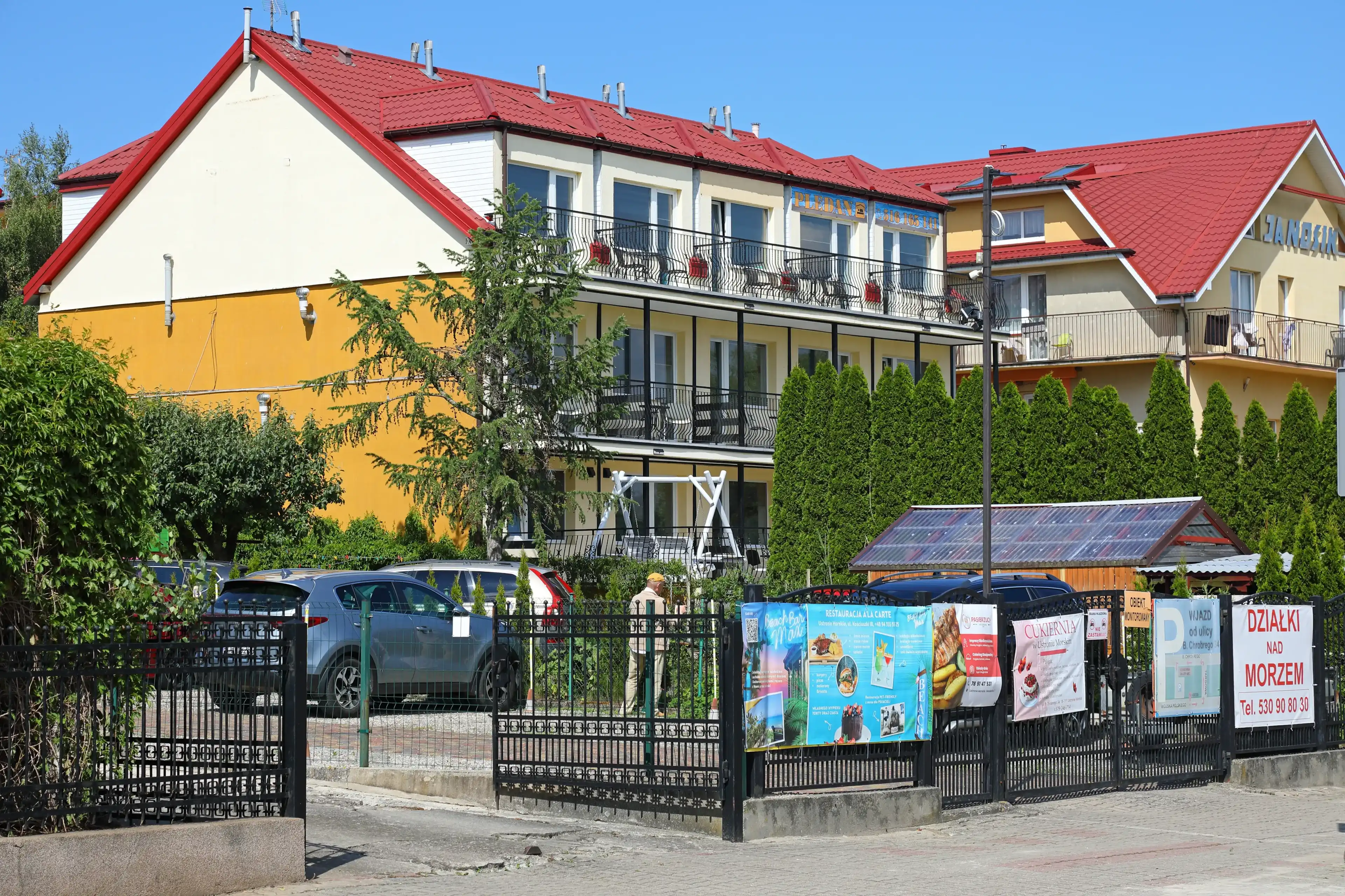 Ustronie Morskie, Poland - May 30, 2024: The architecture of the seaside resort can be seen before the high season, so there is no traffic, no crowds. Ustronie Morskie, Poland - May 30, 2024: The architecture of the seaside resort can be seen before the high season, so there is no traffic, no crowds.