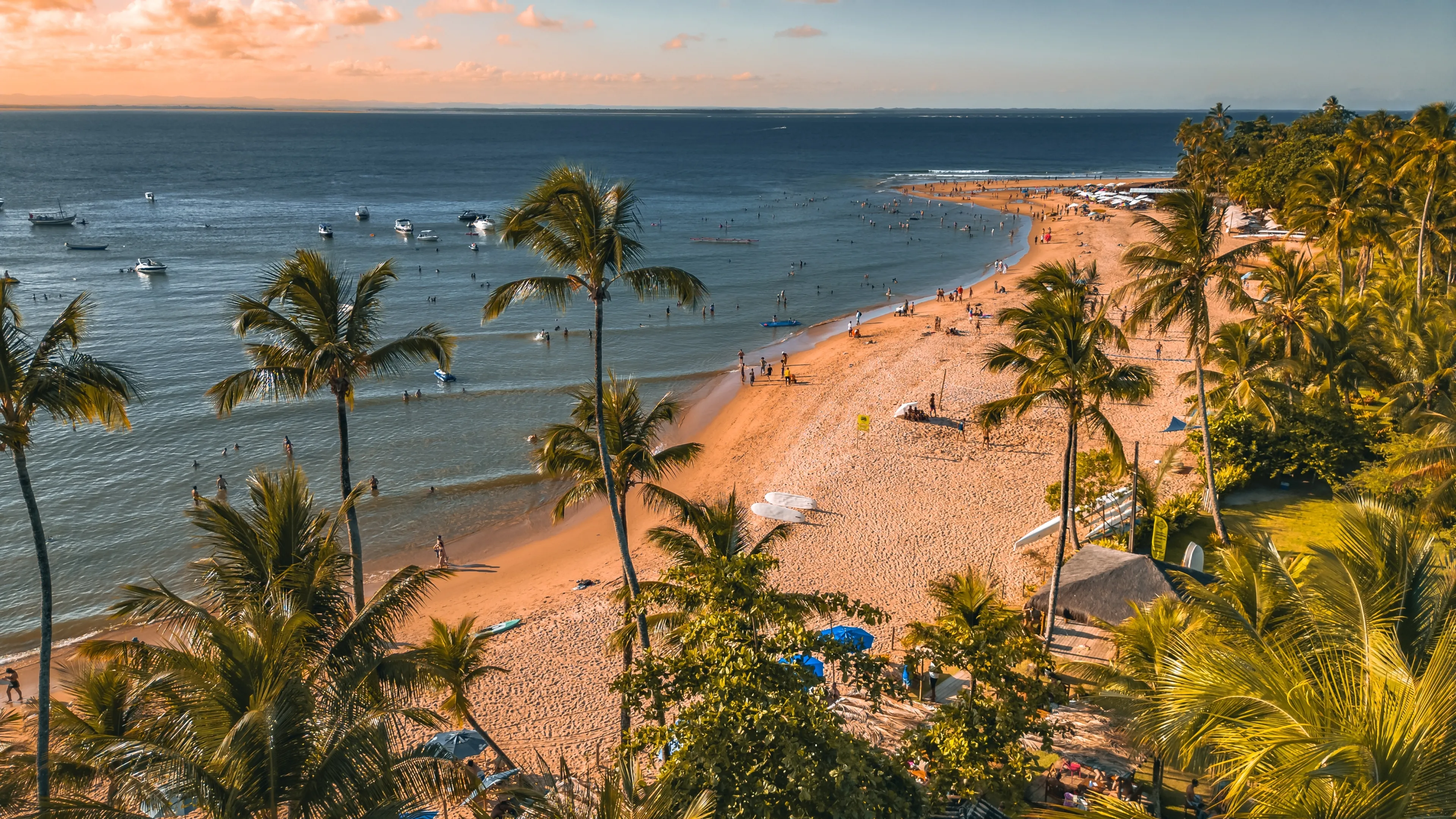 Paradise Tropical Beach Marau Barra Grande Fishing Village Muta Bahia Nature Landscape Summer Scenary Brazilian Brazil Palm Three Coconut Boats Sports Canoe Sailr Drone Tourism