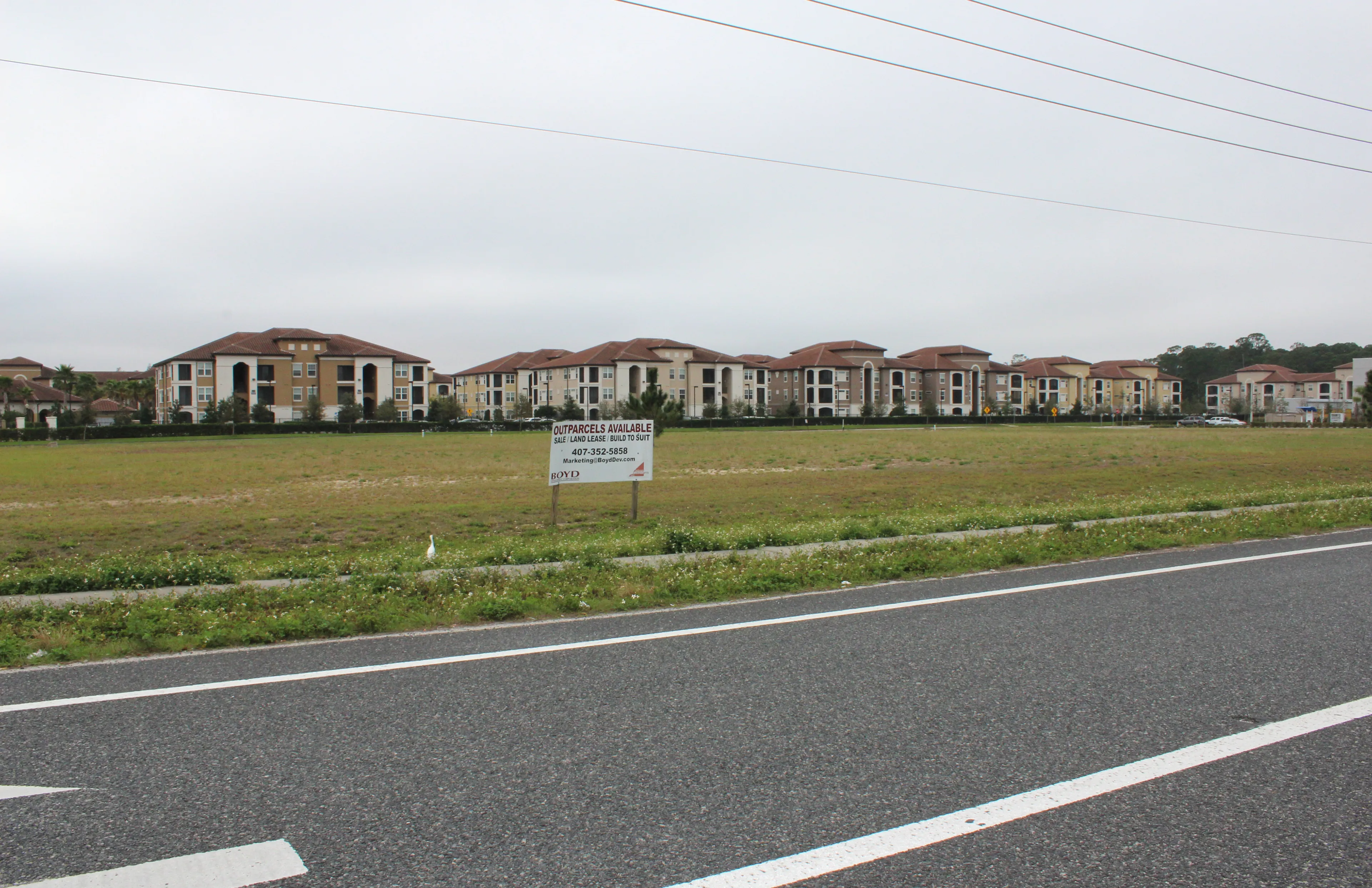 February 20- 2020 - Davenport, Florida: Sign on the 192 in Davenport for an outparcel of land available for sale