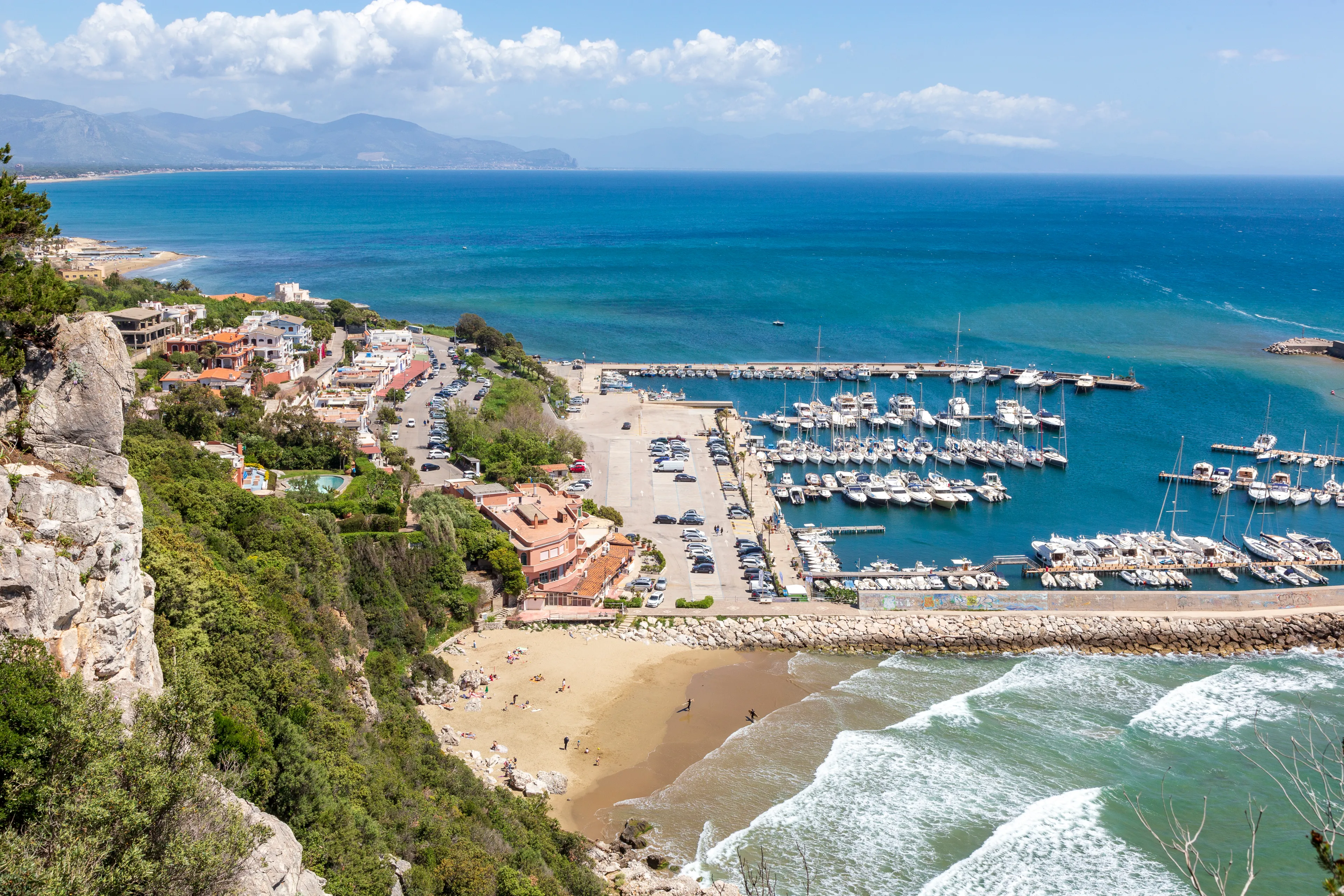 View of San Felice Circeo harbor in Italy.