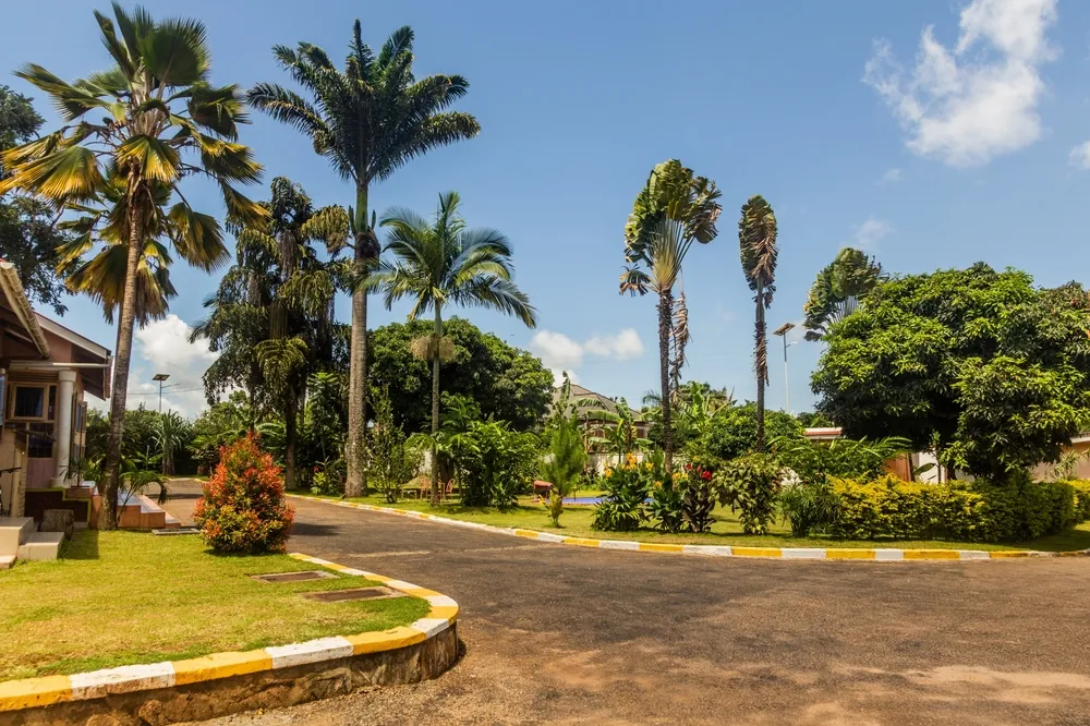 ENTEBBE, UGANDA - MARCH 30, 2020: Garden of Entebbe Backpackers hostel, Uganda