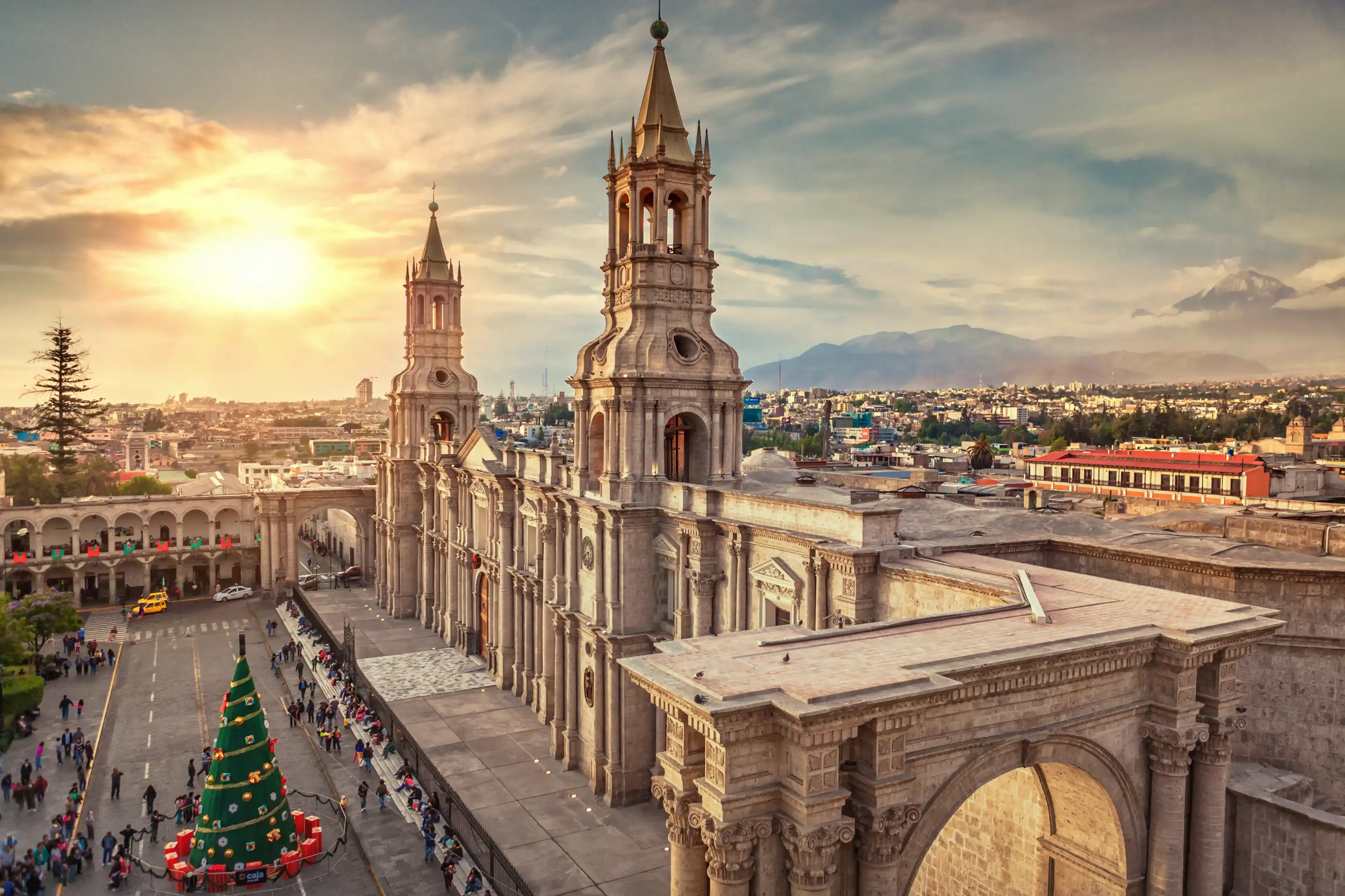 Arequipa Cathedral, view at sunset, Peru Arequipa Cathedral, view at sunset, Peru