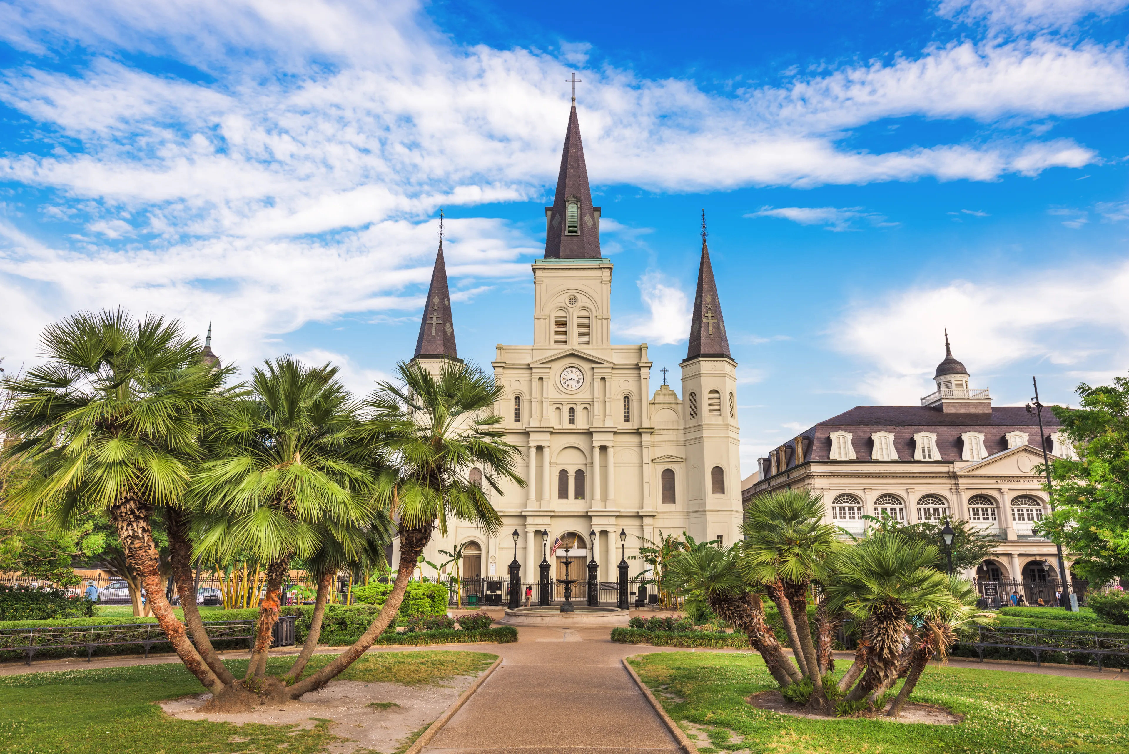 New Orleans, Louisiana, USA at Jackson Square and St. Louis Cathedral.