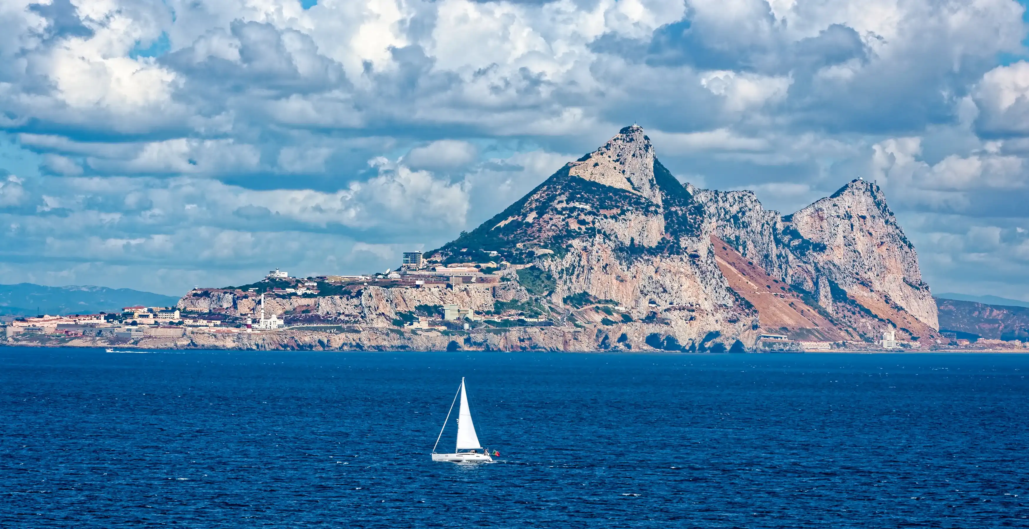 Rock of Gibraltar on a sunny day seen from sea Rock of Gibraltar on a sunny day seen from sea