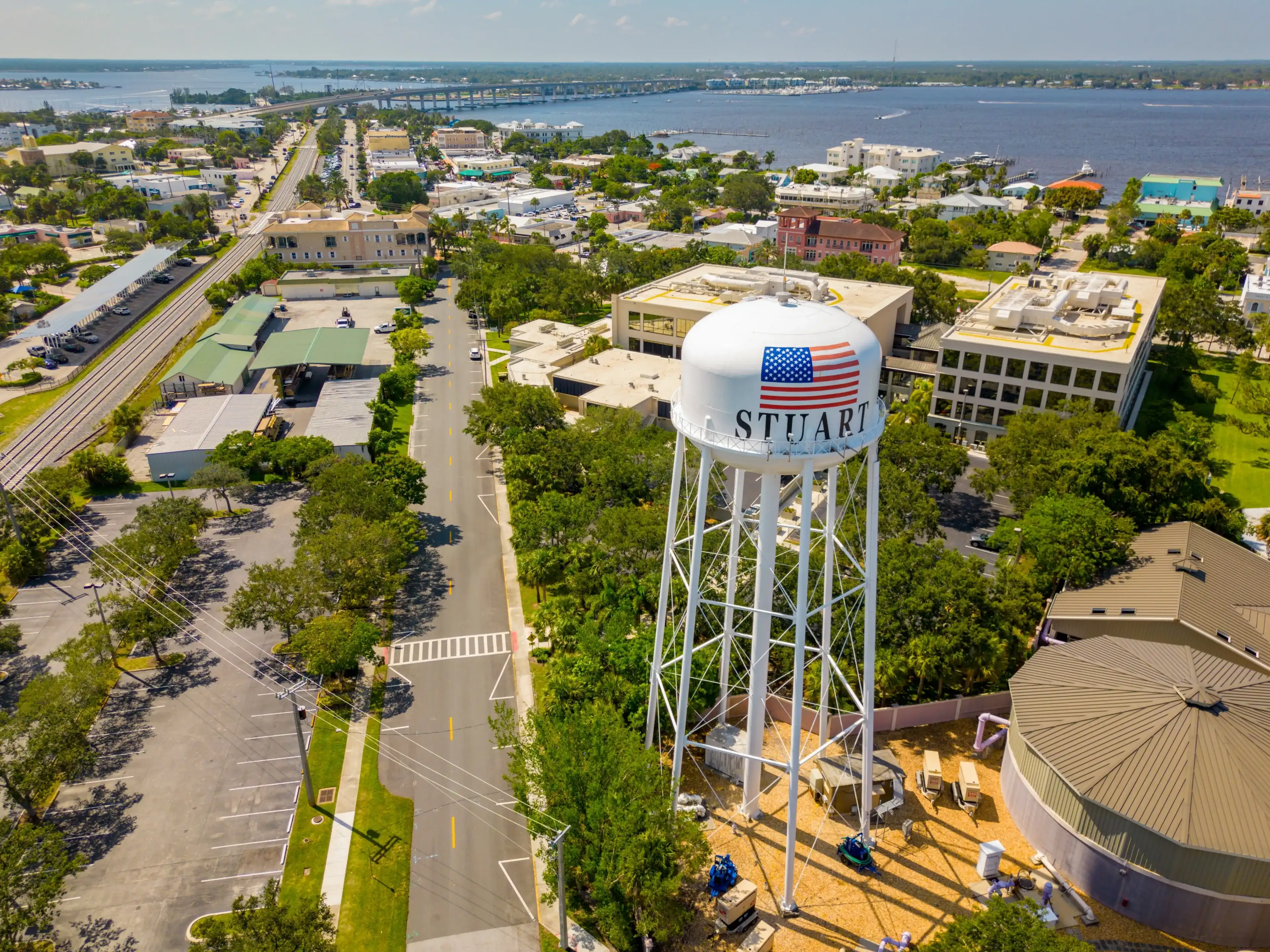 Stuart Florida water tower aerial drone photo pov Stuart Florida water tower aerial drone photo pov