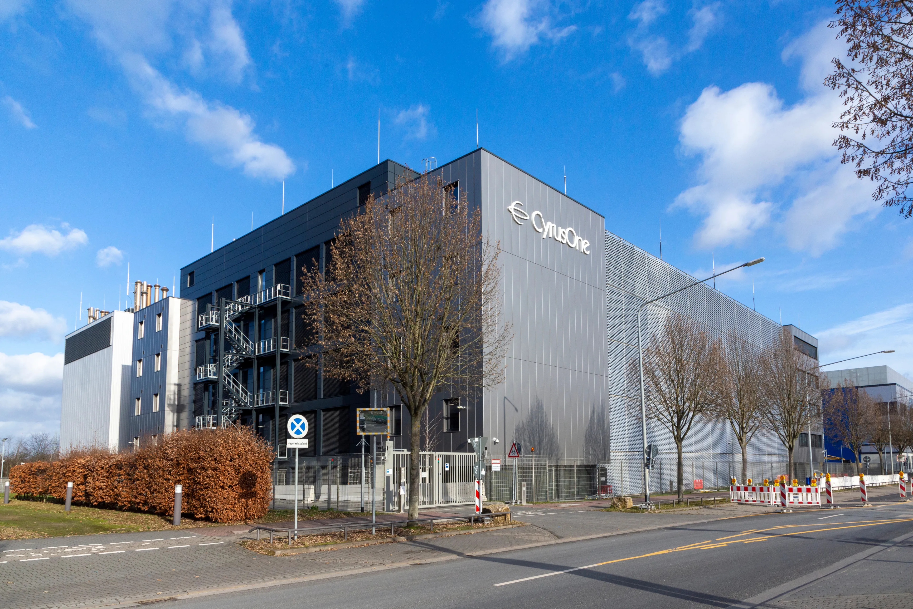 Eschborn, Germany - January 28, 2022: Cyrusone building in Eschborn. Cyrus one hostes computer facilities in the high security building.