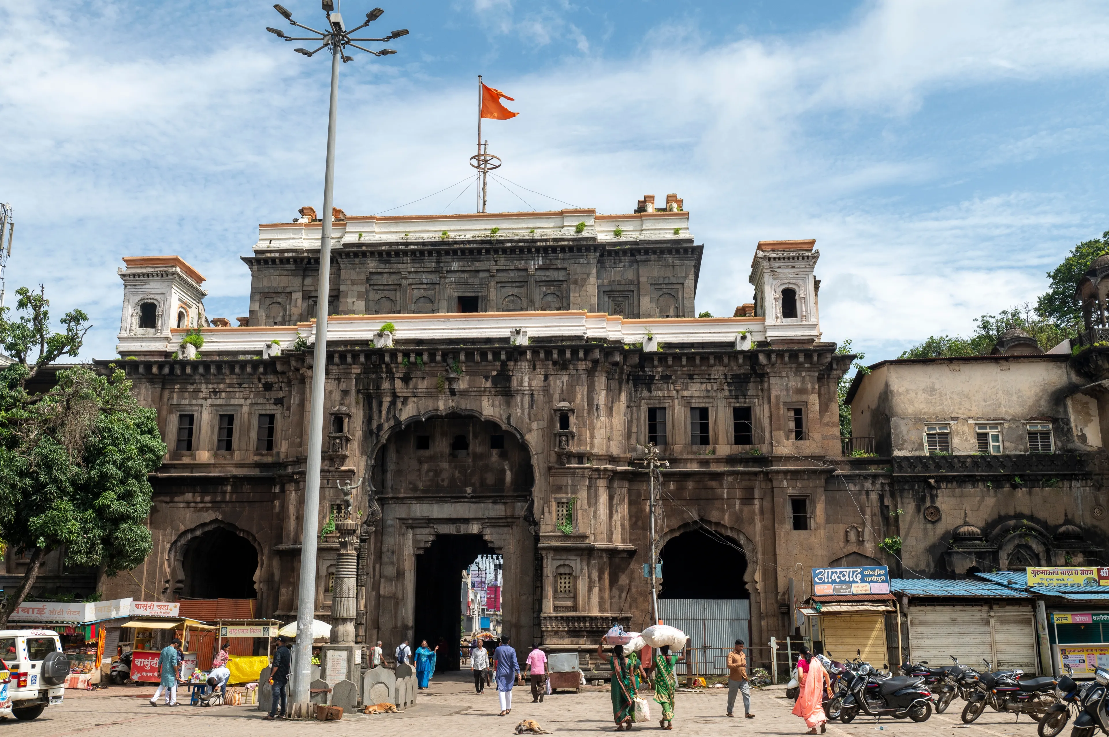 Kolhapur , India - 9 September 2024 View of the main entrance of Bhavani mandap from inside is a historical building situated in the walled city center of Kolhapur in southern Maharashtra India