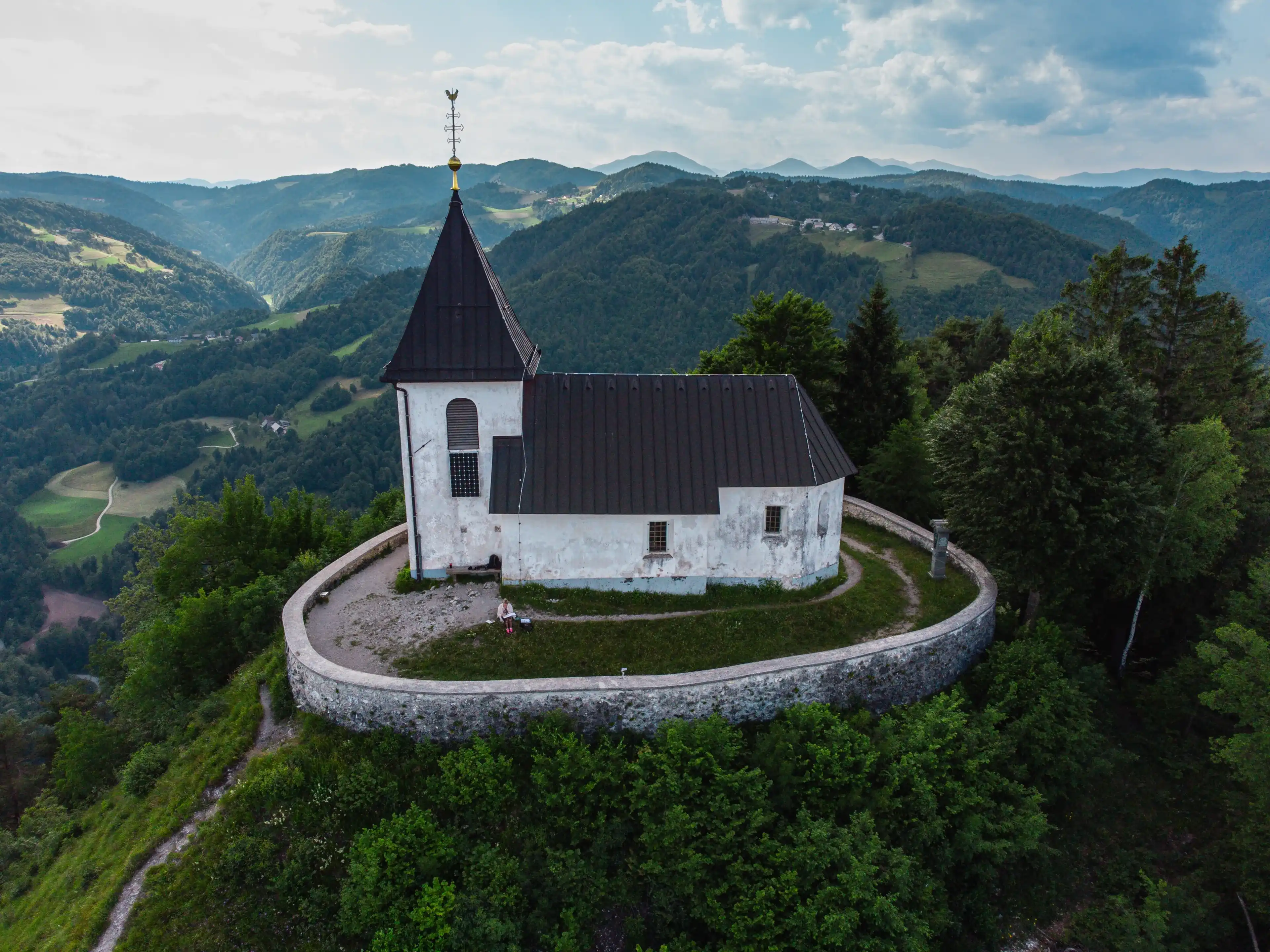 Church Saint Lawrence at the top of Mount Polhov Gradec aka Mount Saint Lawrence Hill in the Polhov Gradec Church Saint Lawrence at the top of Mount Polhov Gradec aka Mount Saint Lawrence Hill in the Polhov Gradec