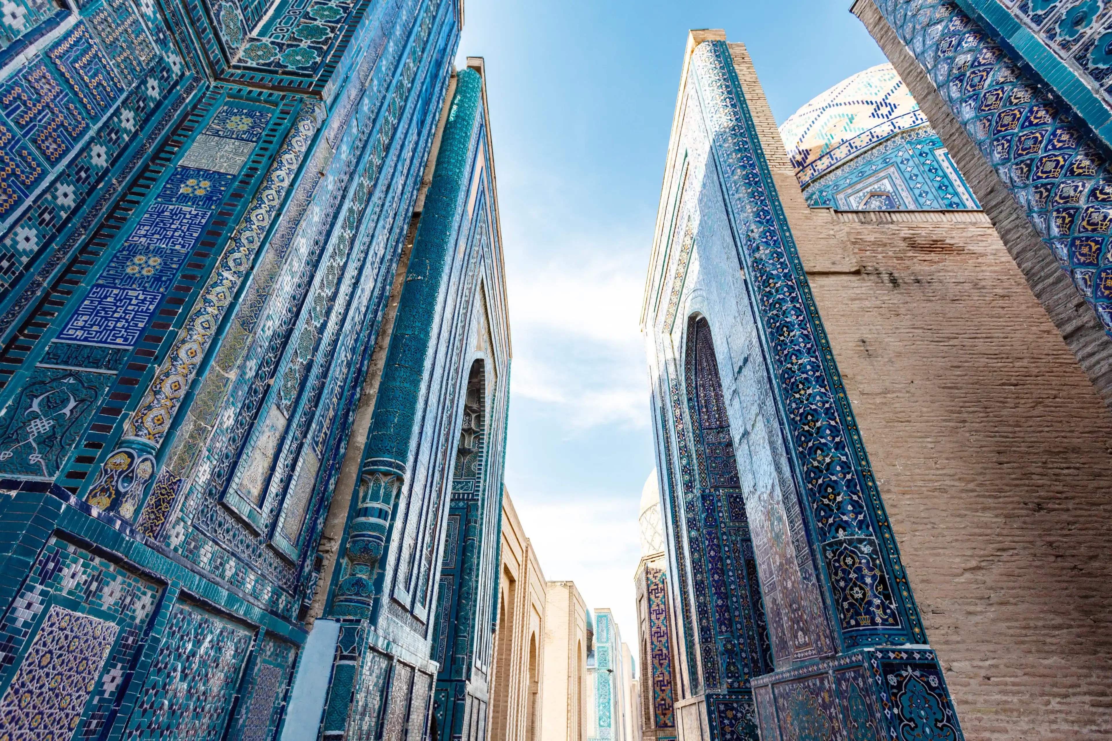 Shah-i-Zinda Ensemble in Samarkand, Uzbekistan, Central Asia Shah-i-Zinda Ensemble in Samarkand, Uzbekistan, Central Asia