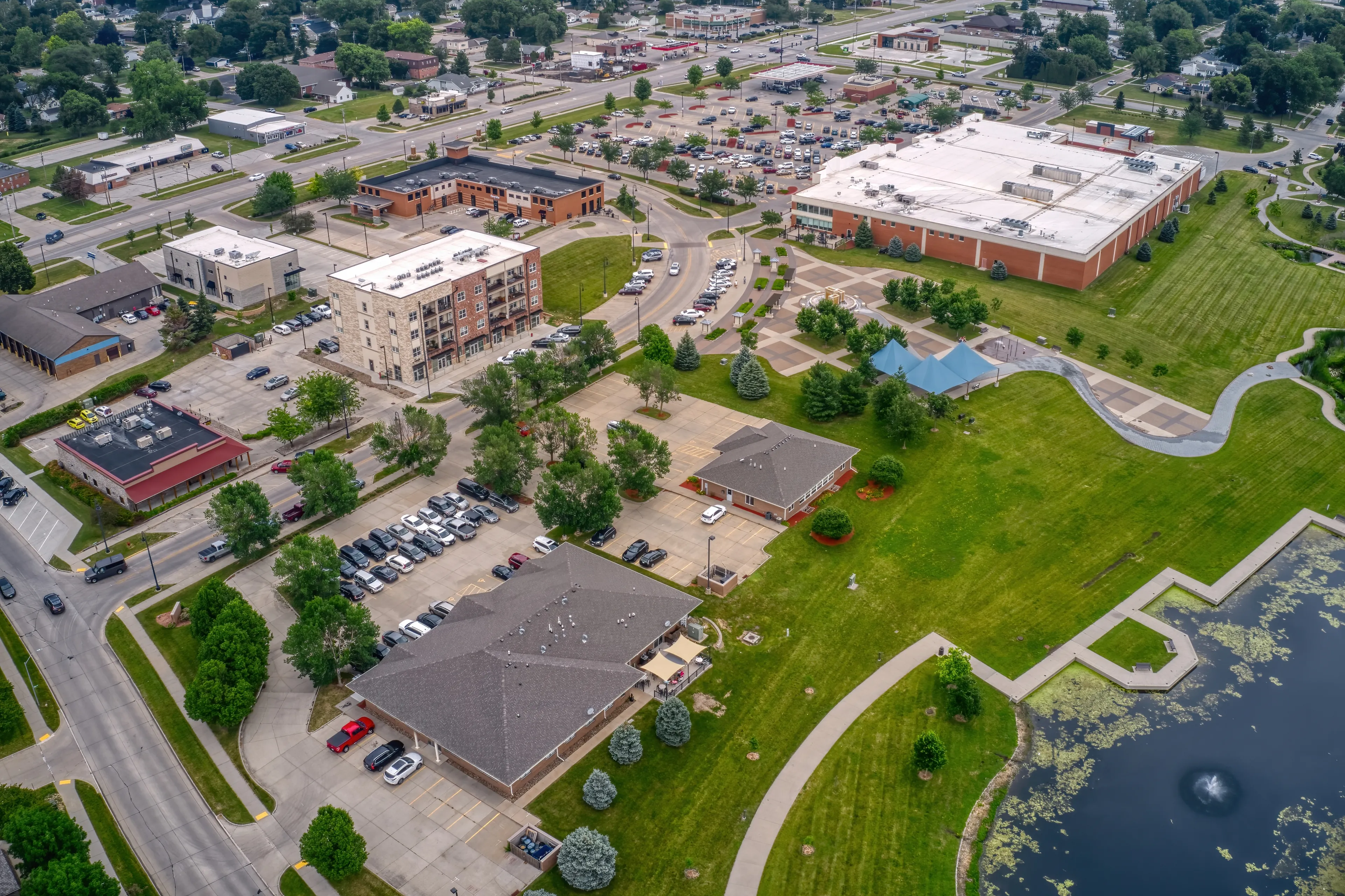 Aerial View of the Des Moine Suburb of Altoona, Iowa