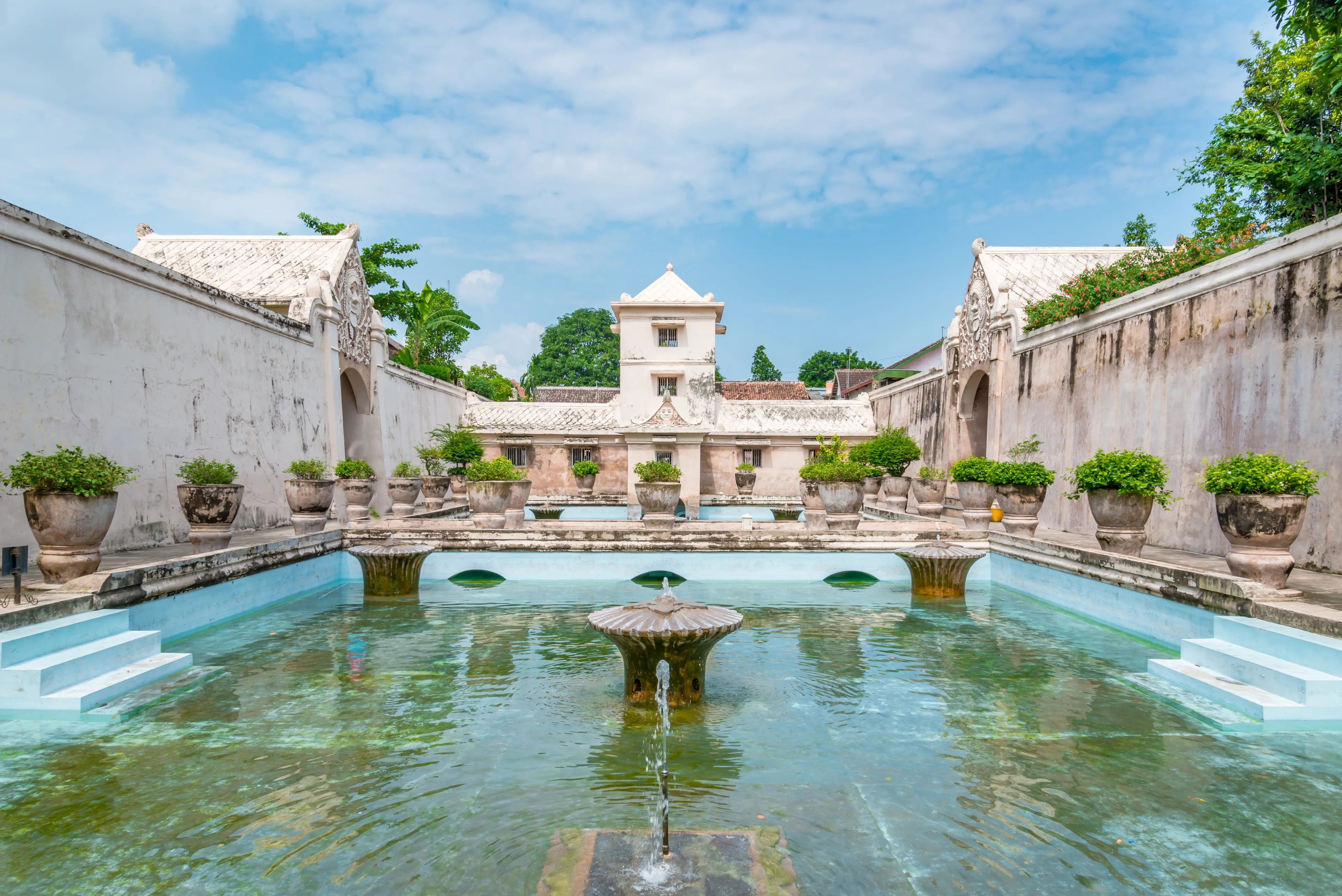 Ancient pool at taman sari water castle Yogyakarta, Java, Indonesia.