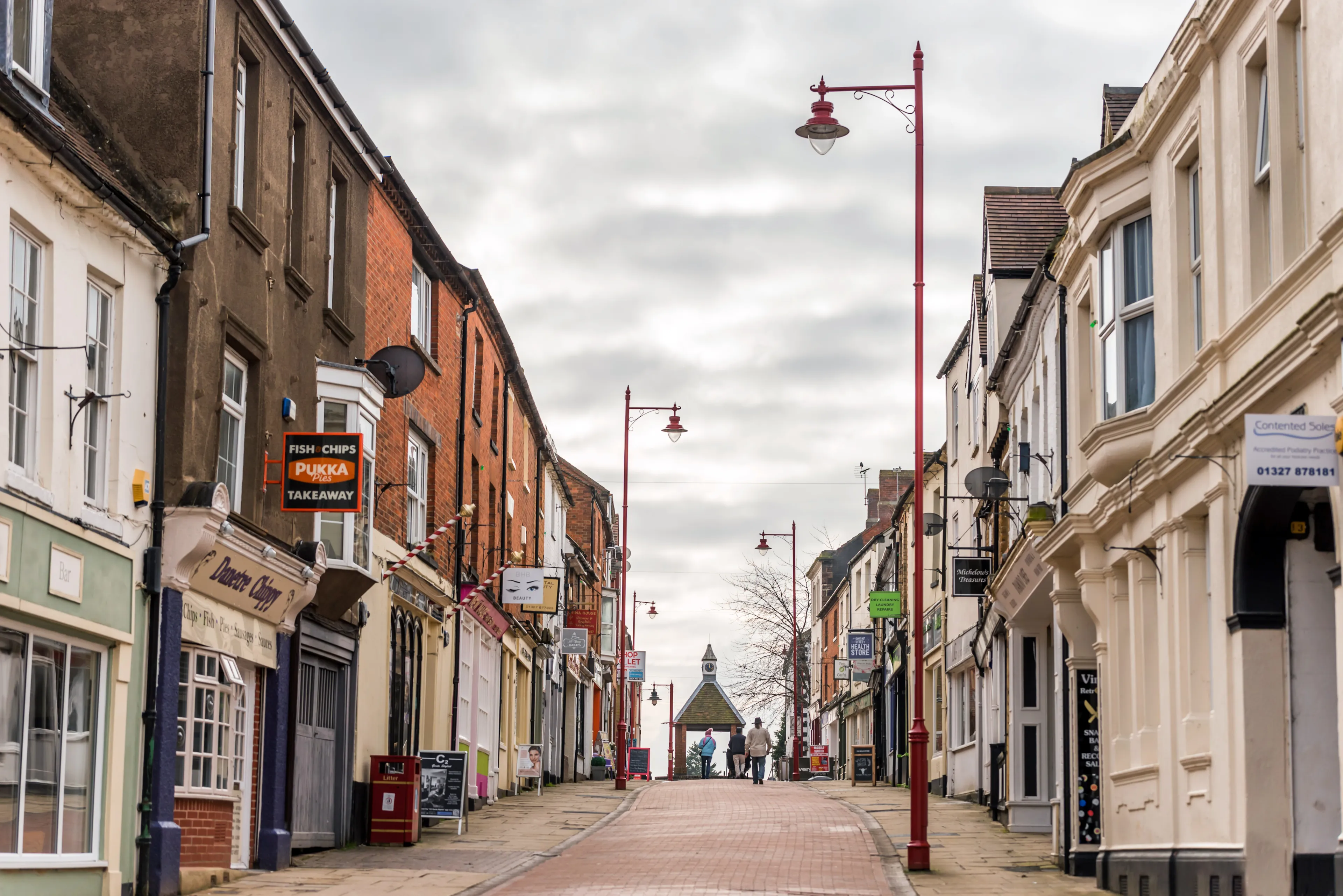 Daventry UK March 13 2018: Day view of Sheaf Street in Daventry town centre