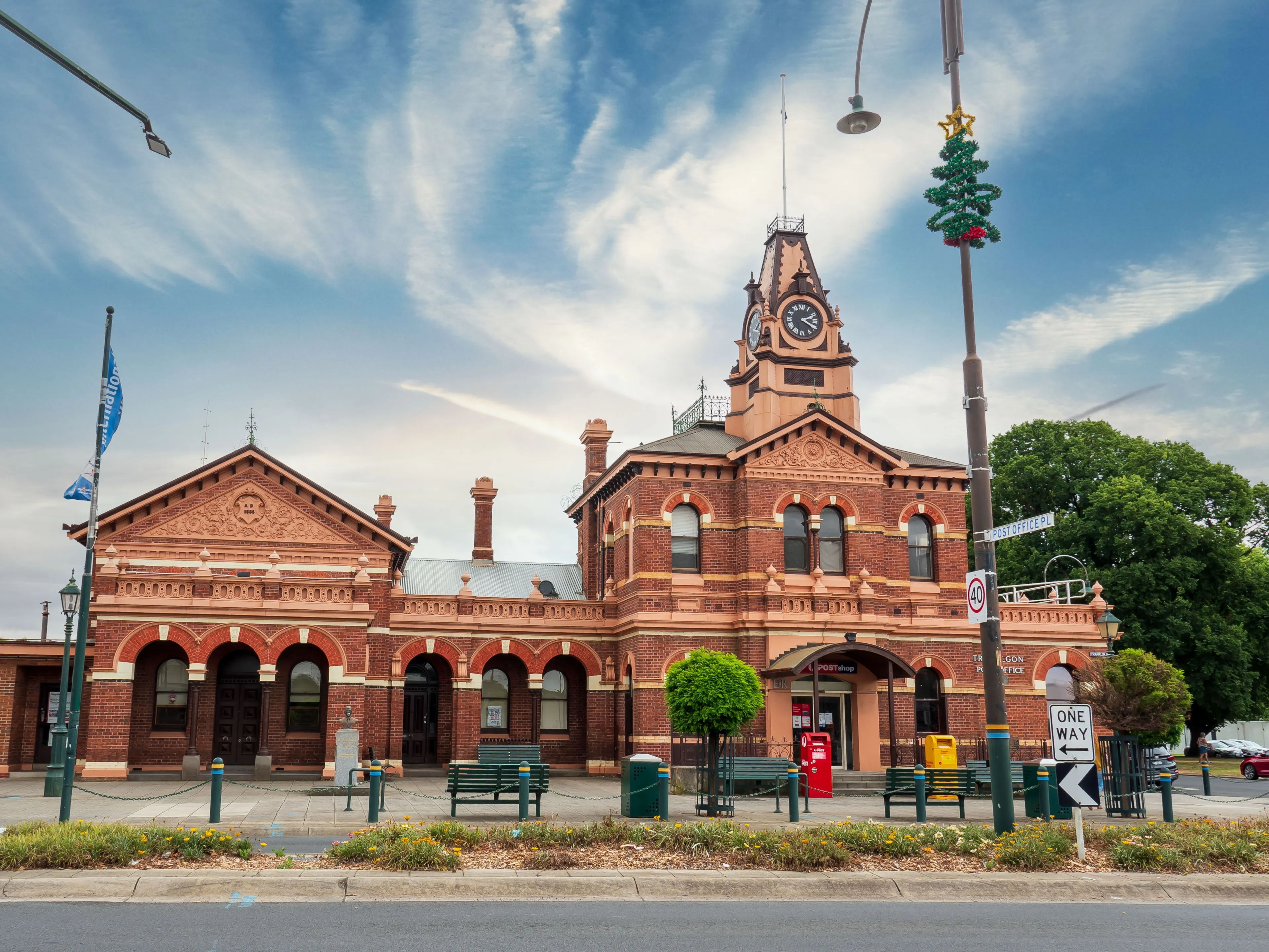 Traralgon post office, an iconic building in the region of Gippsland east of Melbourne. Traralgon, Victoria, Australia - January 2022.