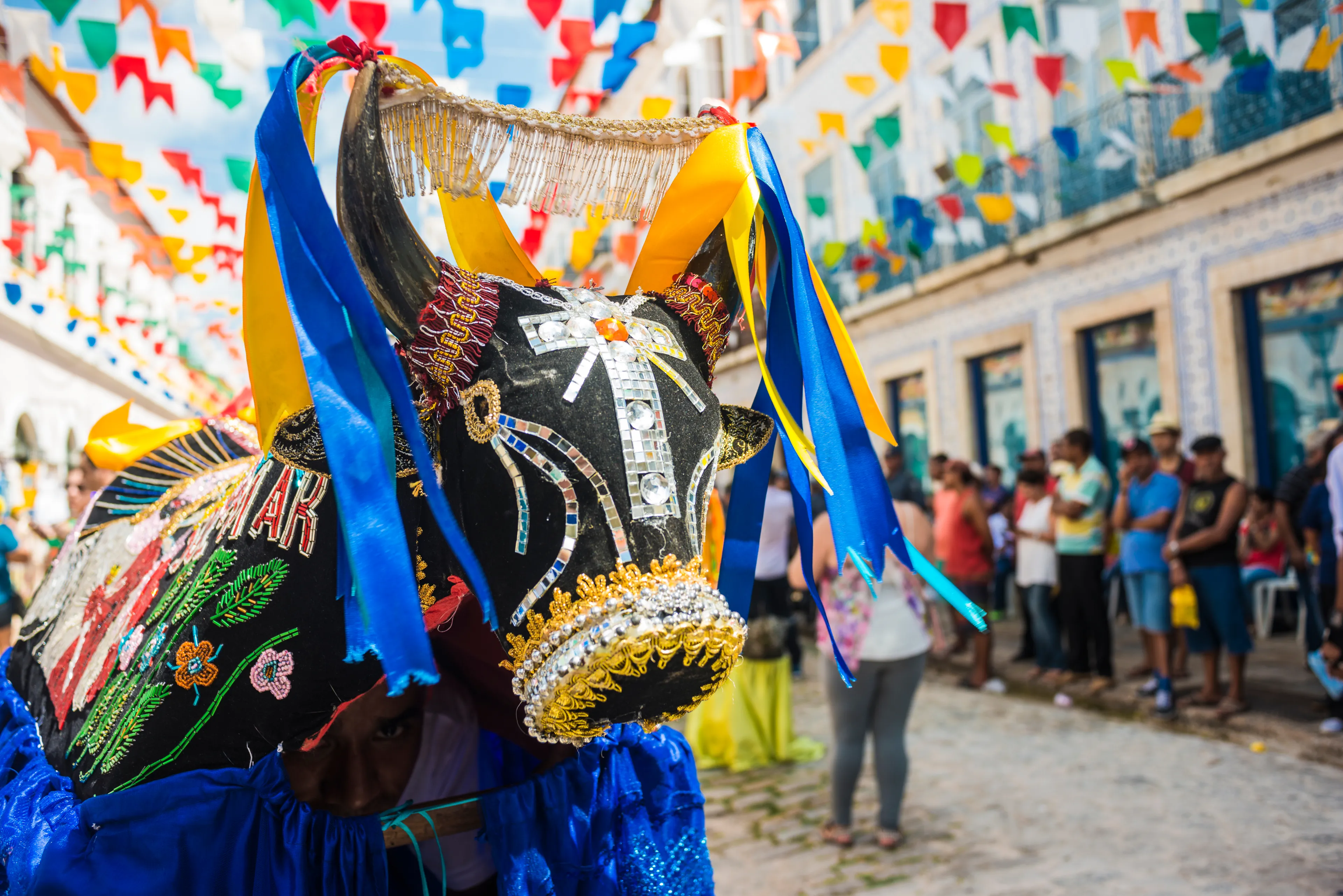 Sao Luis, Maranhao State, Brazil - July 7, 2016: Historic town is preparing for the traditional holiday of bulls