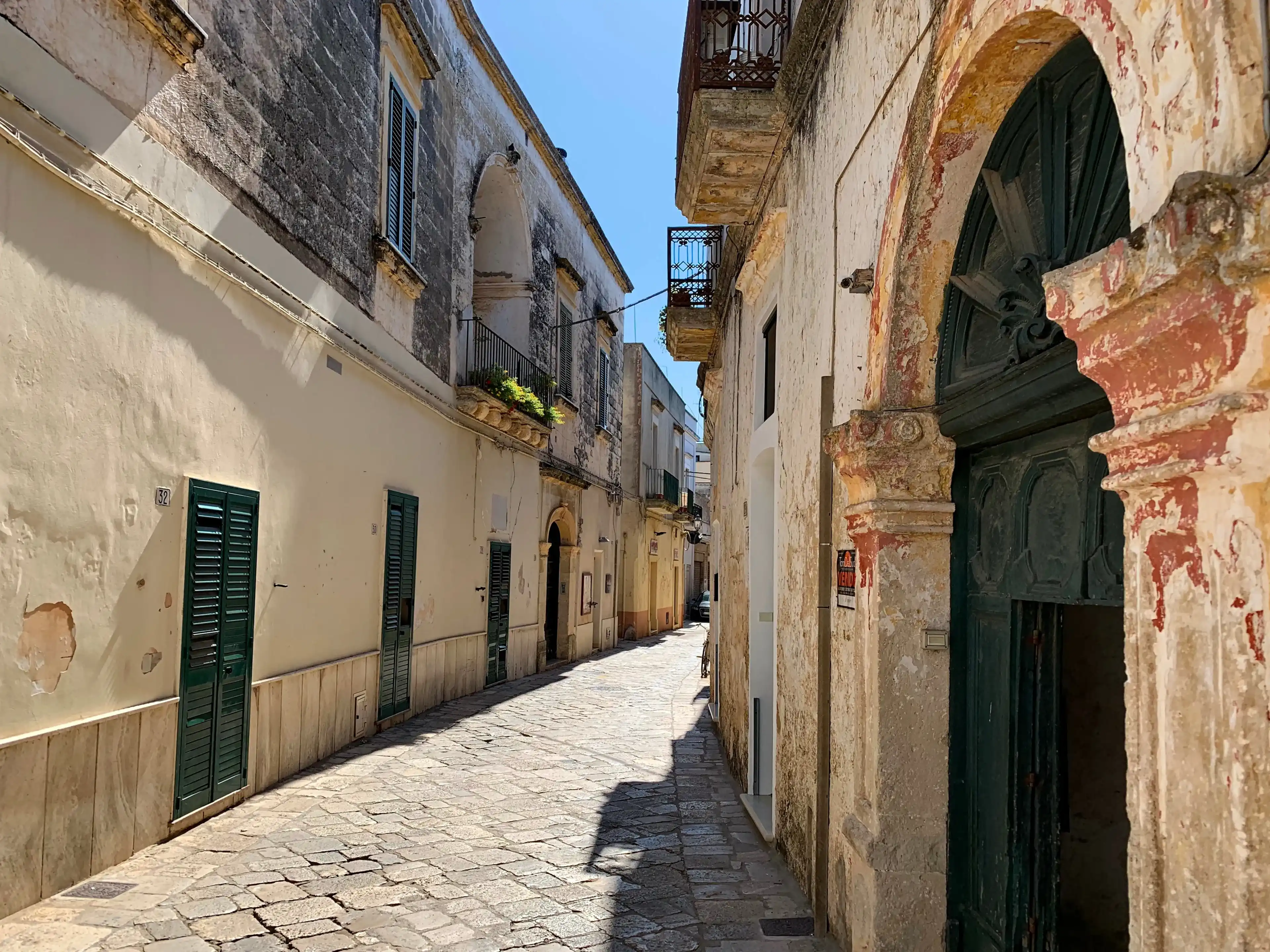 Morciano di Leuca, Puglia, Italy September 2019. A narrow street in the historical part of the town. Morciano di Leuca, Puglia, Italy September 2019. A narrow street in the historical part of the town.