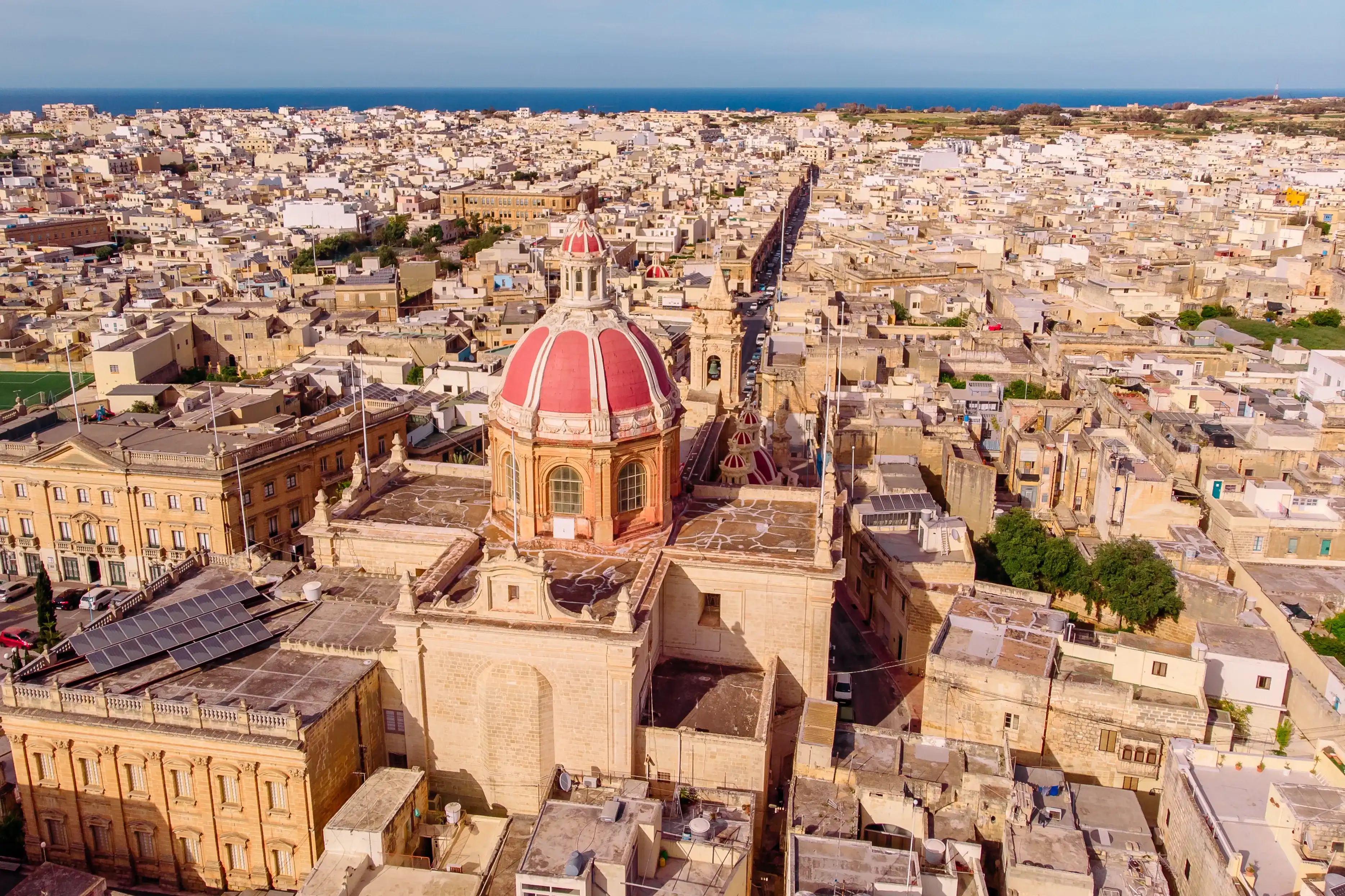 Zabbar church parish dome Malta, aerial top view. Zabbar church parish dome Malta, aerial top view.