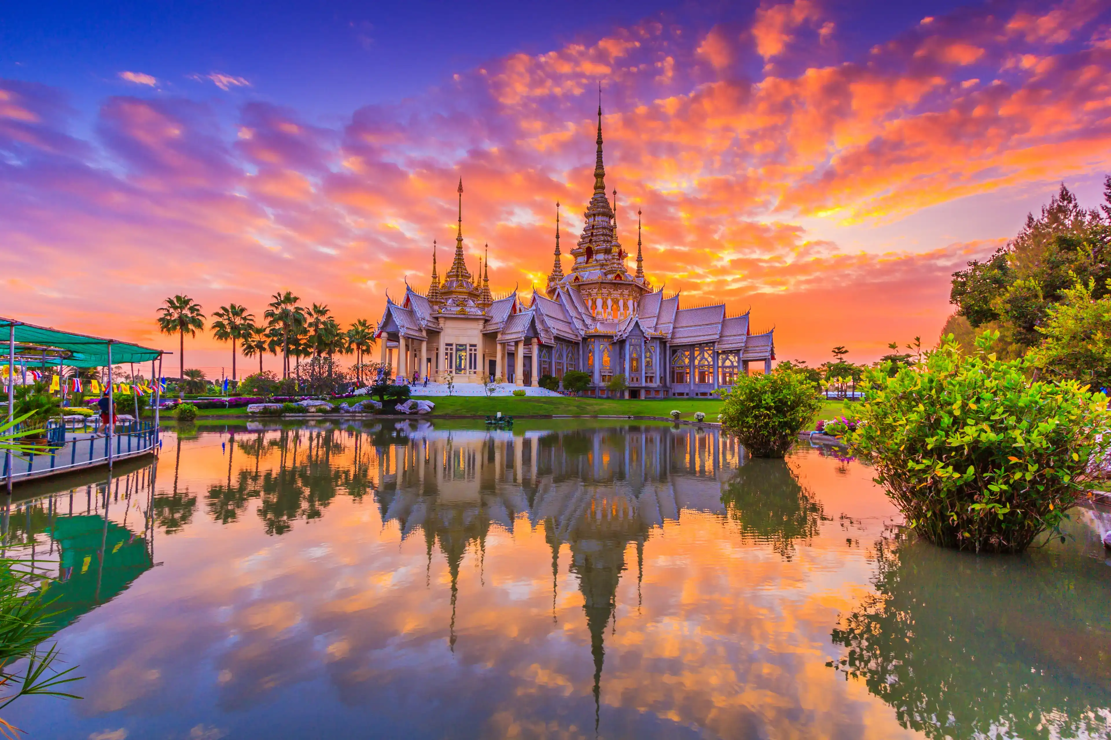 Landmark wat thai, sunset in temple at Wat None Kum in Nakhon Ratchasima province Thailand  Landmark wat thai, sunset in temple at Wat None Kum in Nakhon Ratchasima province Thailand