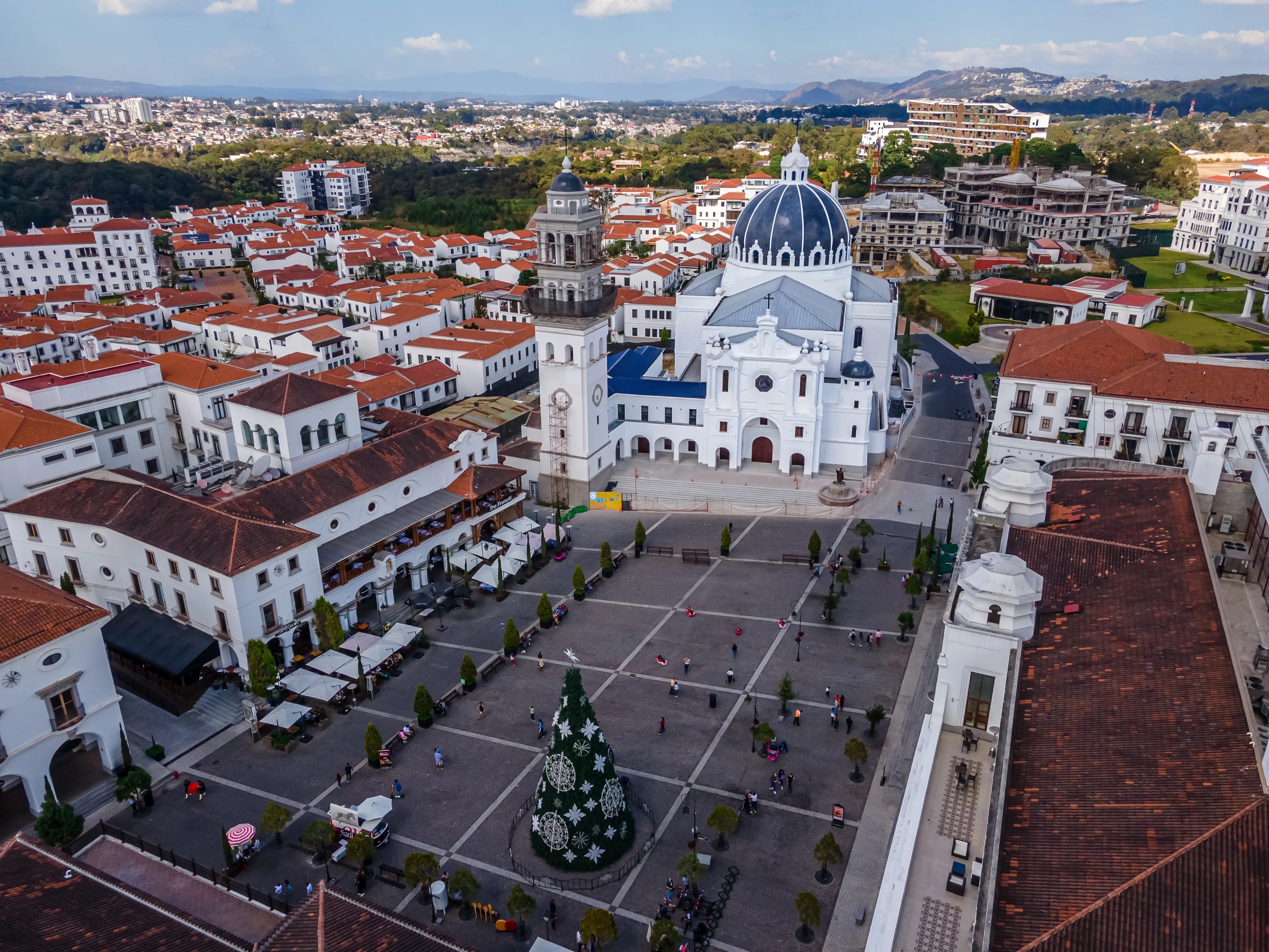 Beautiful aerial view of Plaza Cayala in Guatemala City 