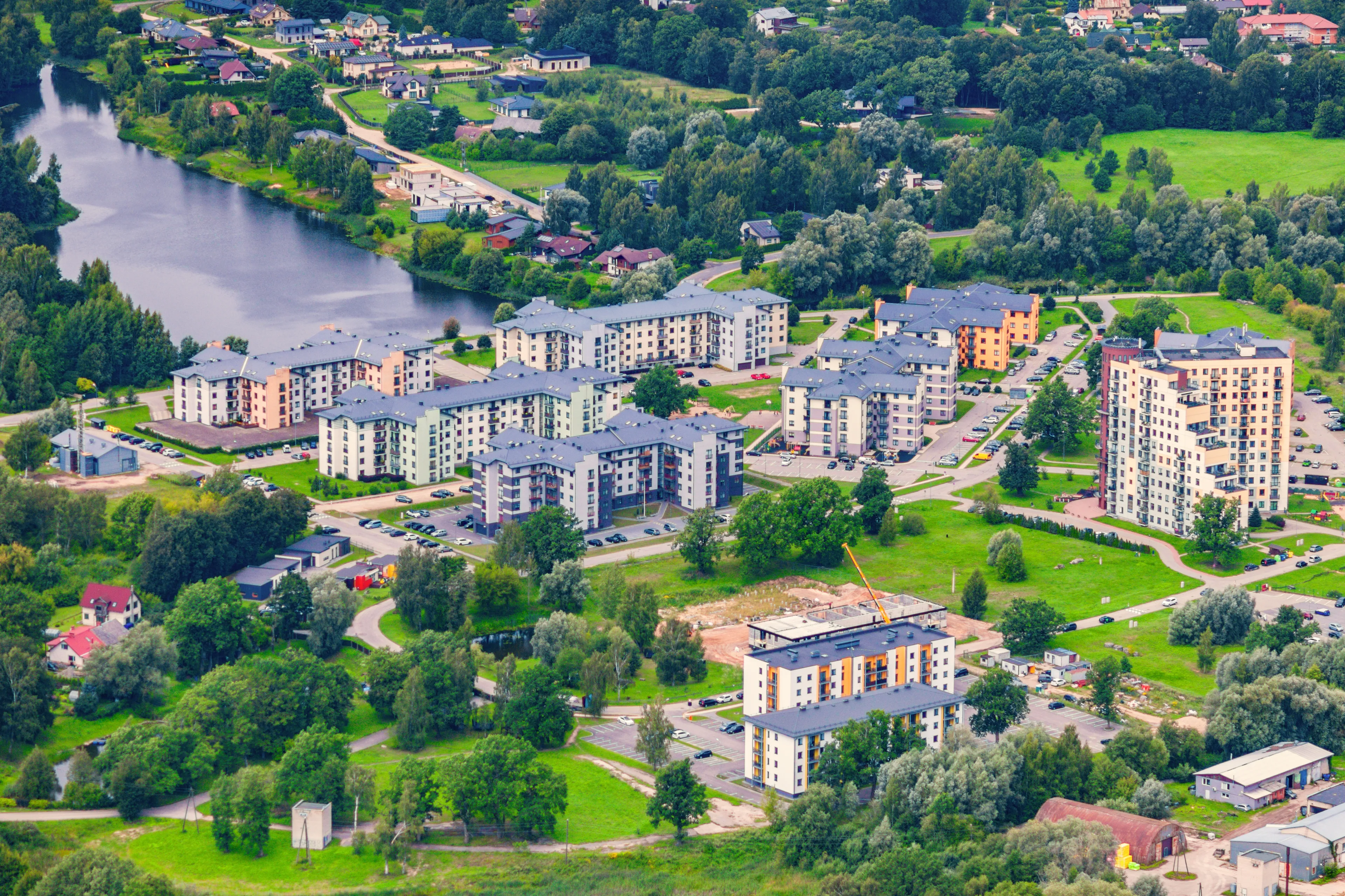 aerial view over the Adazi village (Latvia)