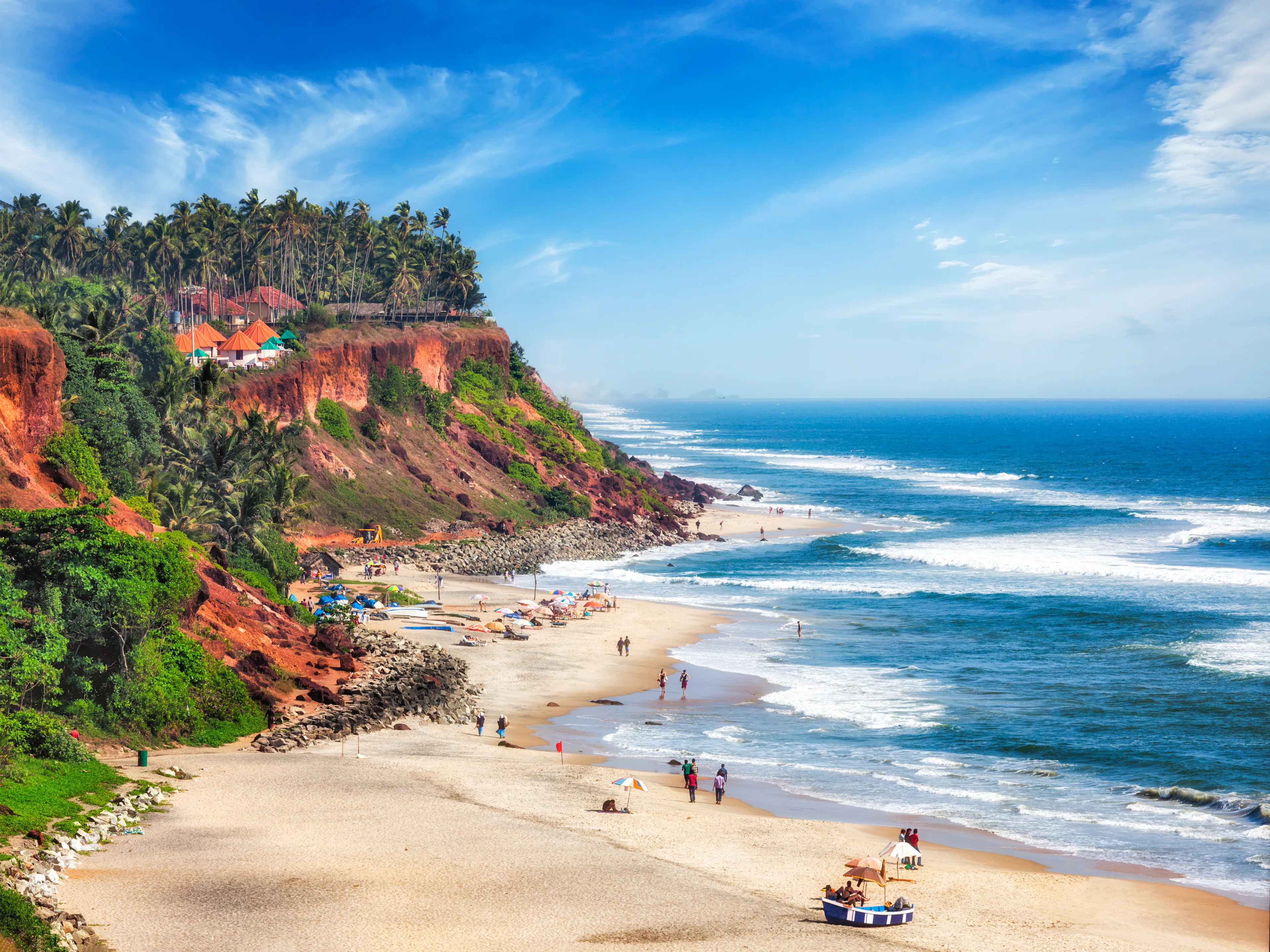 One of India finest beaches - Varkala beach, Kerala, India