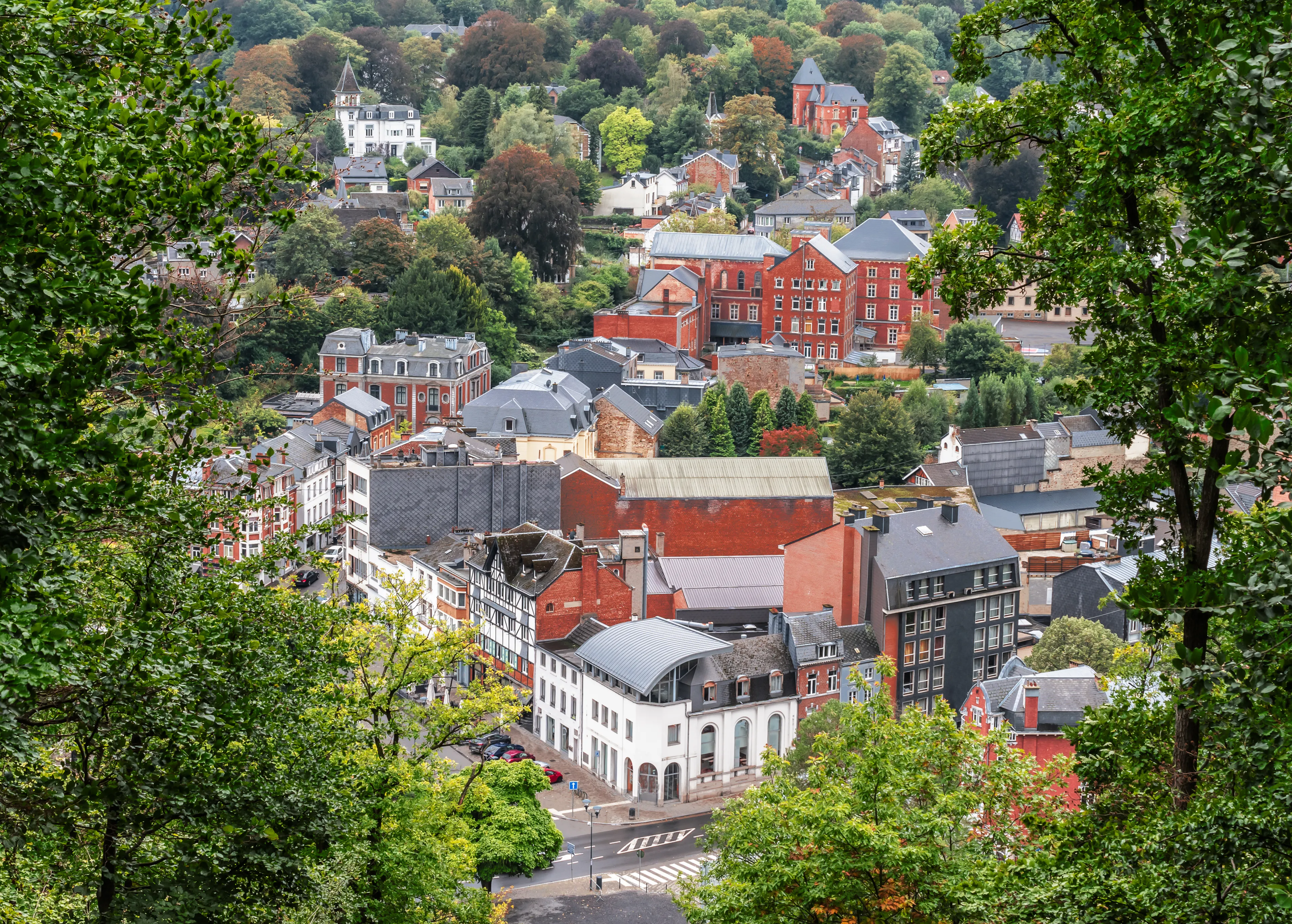 Aerial view of city Spa in Belgium.