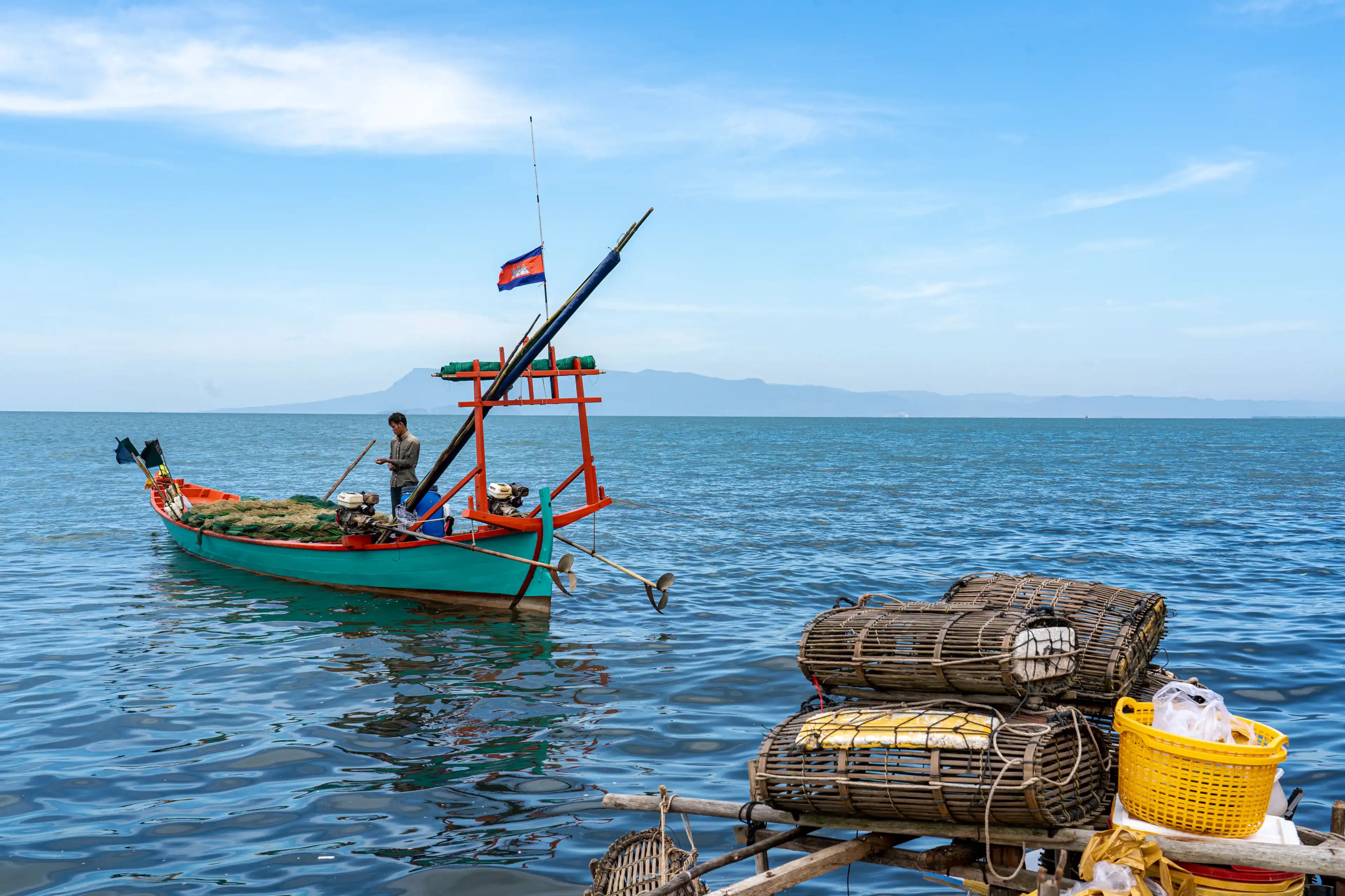 The seaside resort of Kep. Cambodia. 20.11.2019. Krong Kep Province. Crab market. Fisherman The seaside resort of Kep. Cambodia. 20.11.2019. Krong Kep Province. Crab market. Fisherman