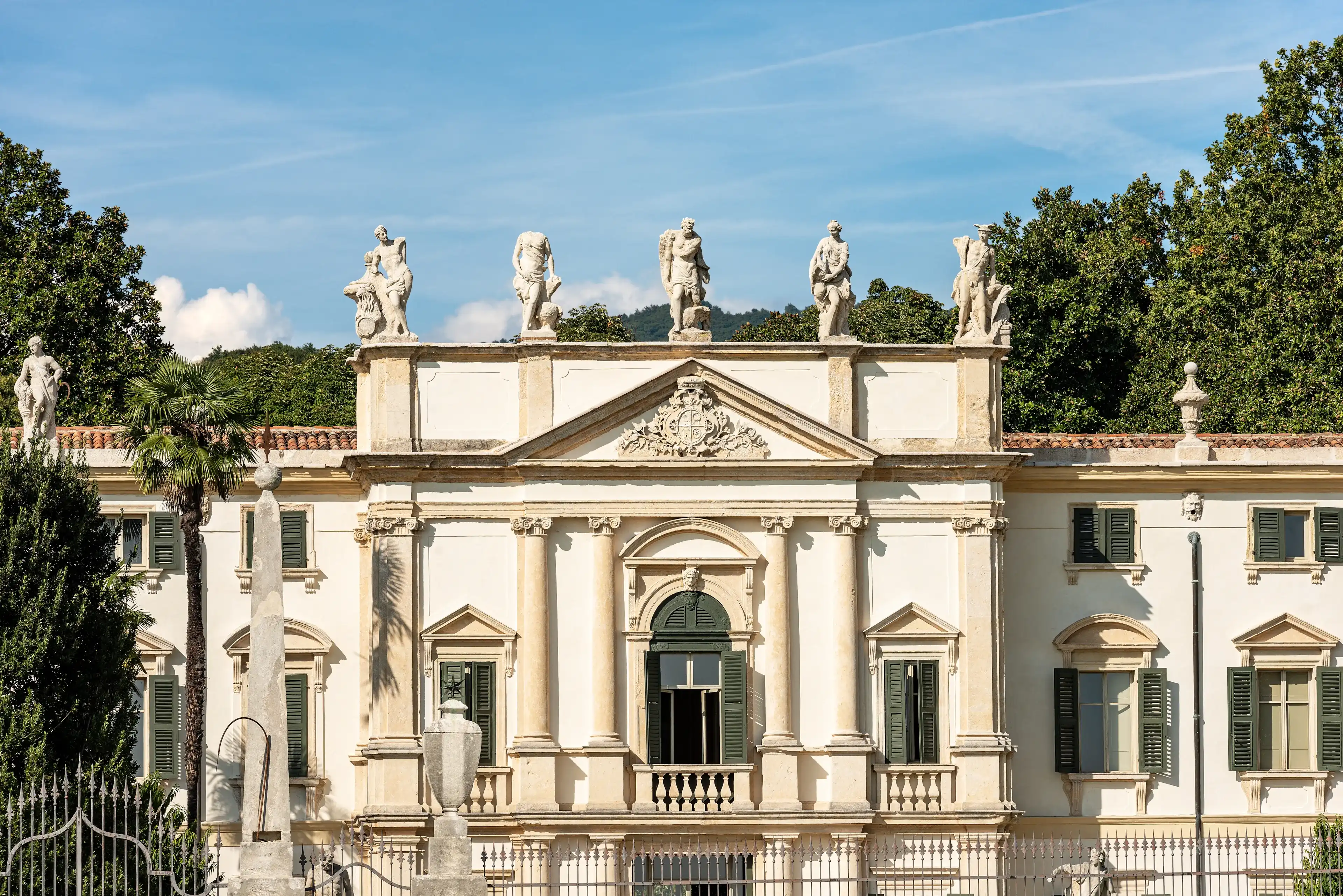 ARBIZZANO DI NEGRAR, VERONA, ITALY - AUG 29, 2014: Villa Mosconi Bertani also known as Villa Novare. Venetian villa in neo-classical style, XVII Century. Verona Province, Italy, Europe ARBIZZANO DI NEGRAR, VERONA, ITALY - AUG 29, 2014: Villa Mosconi Bertani also known as Villa Novare. Venetian villa in neo-classical style, XVII Century. Verona Province, Italy, Europe
