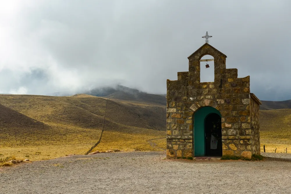 The Capilla San Rafael, or San Rafael Chapel, on the Piedra del Molino pass (3.457m), up the Quebrada de Escoipe, Los Cardones National Park, Cuesta del Obispo, Salta Province, northwest Argentina.